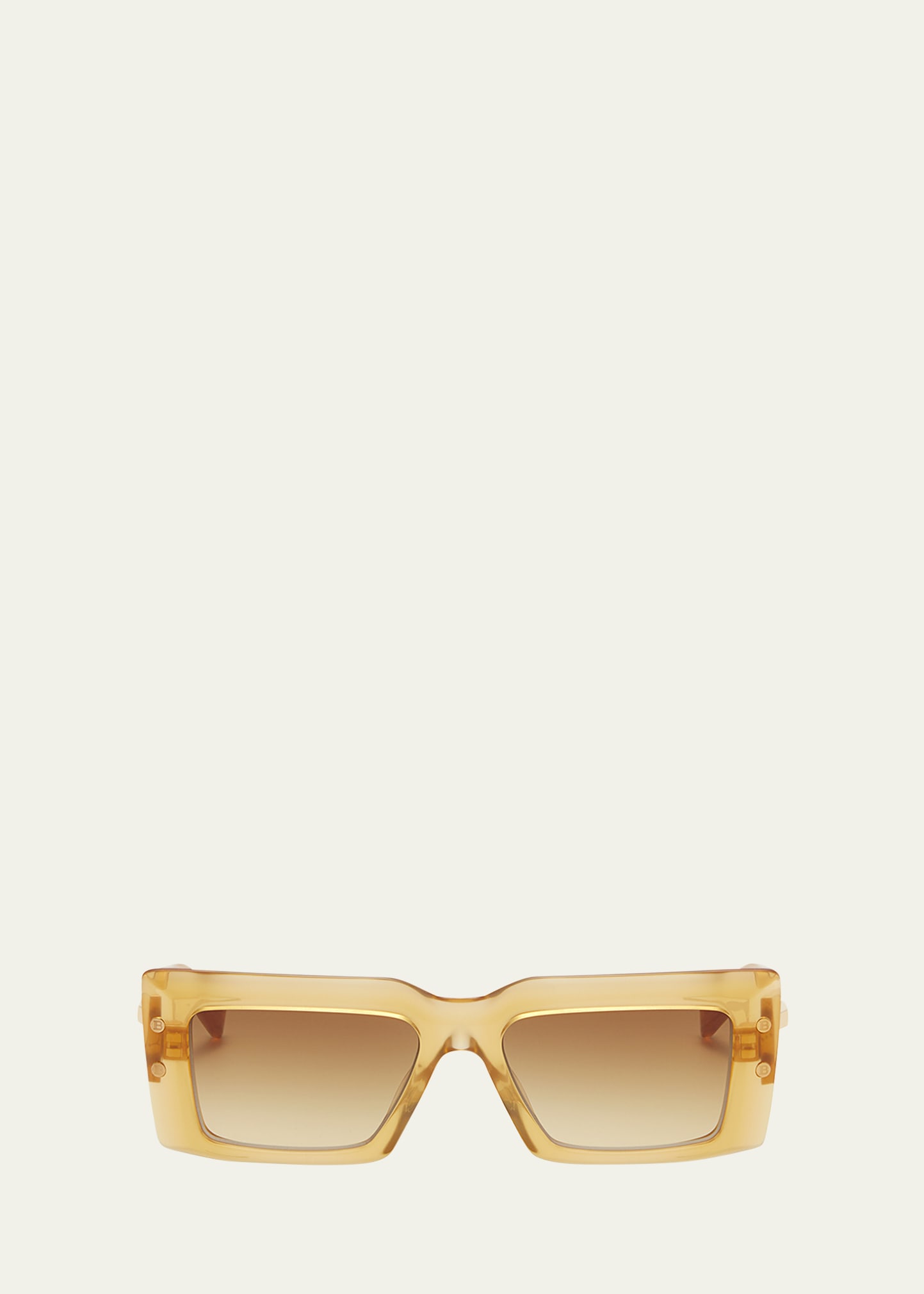 Shop Balmain Imperial Acetate & Titanium Rectangle Sunglasses In Amb-gld
