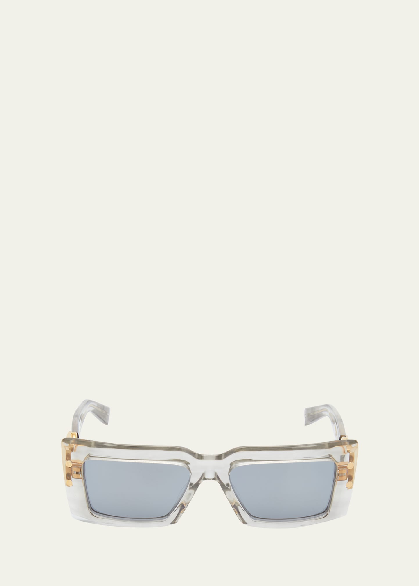 Balmain Imperial Semi-transparent Acetate & Titanium Rectangle Sunglasses In Multi