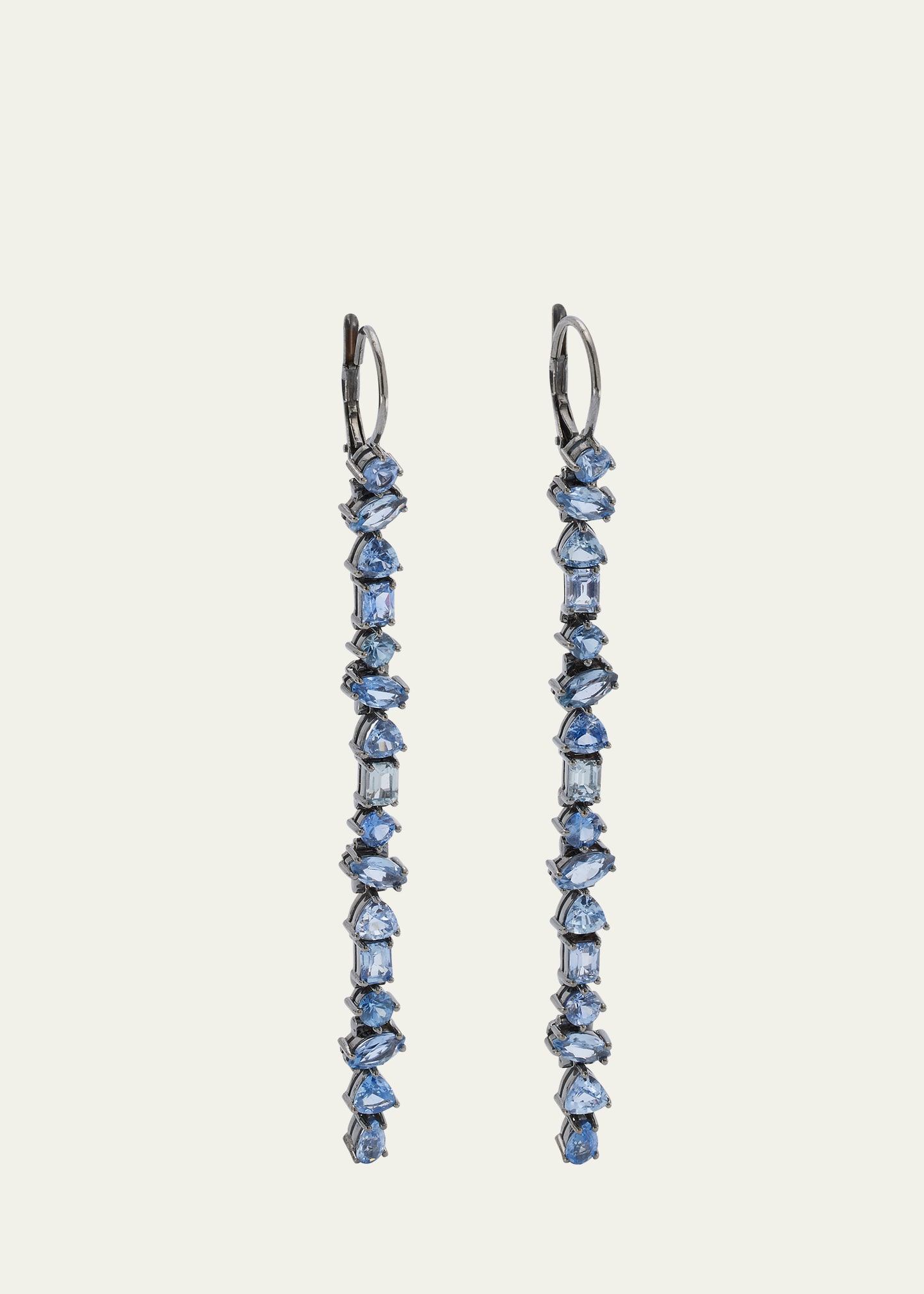 White Gold with Black Rhodium Earrings with Blue Sapphires