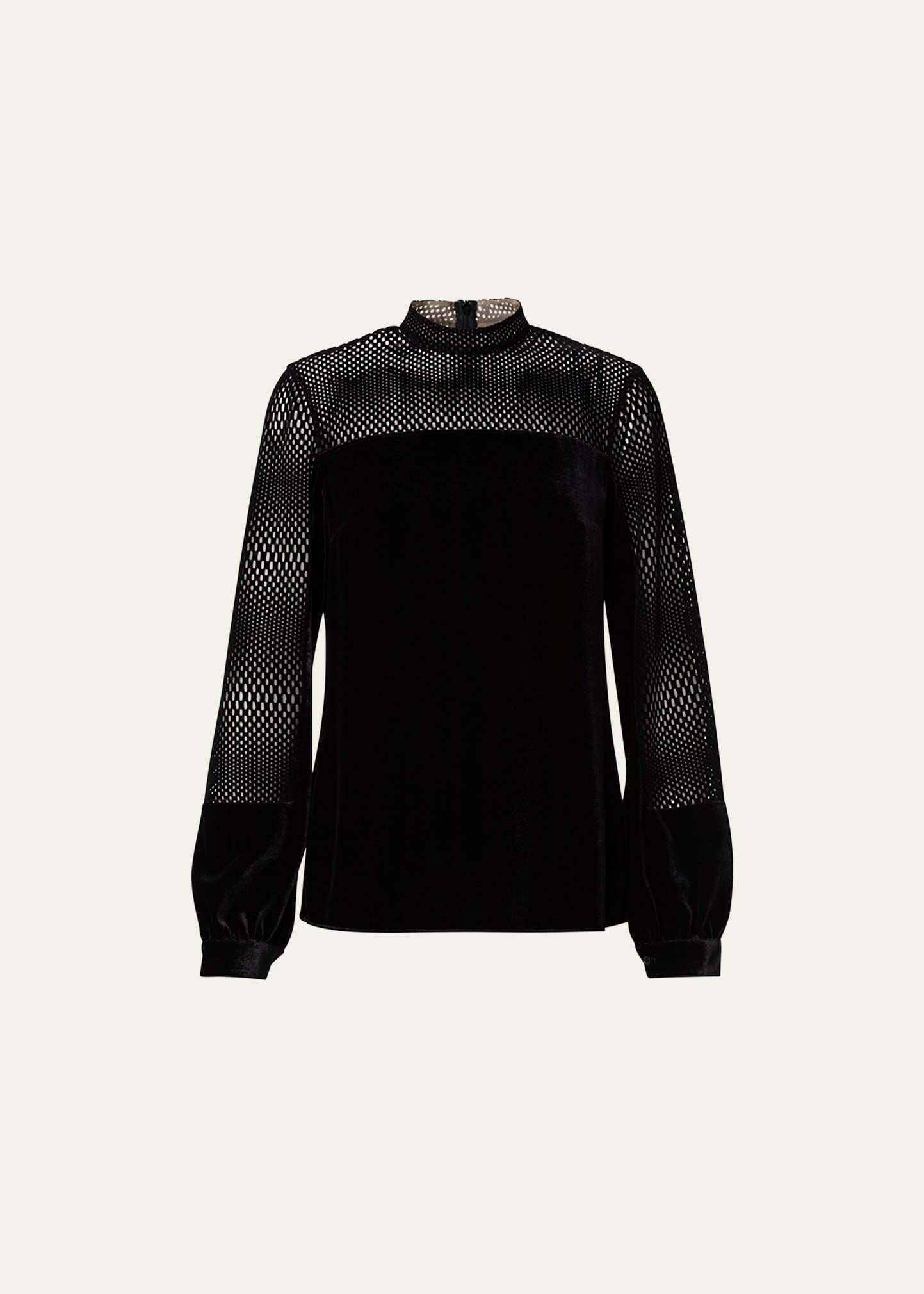 AKRIS PUNTO LASER-CUT VELVET BLOUSE