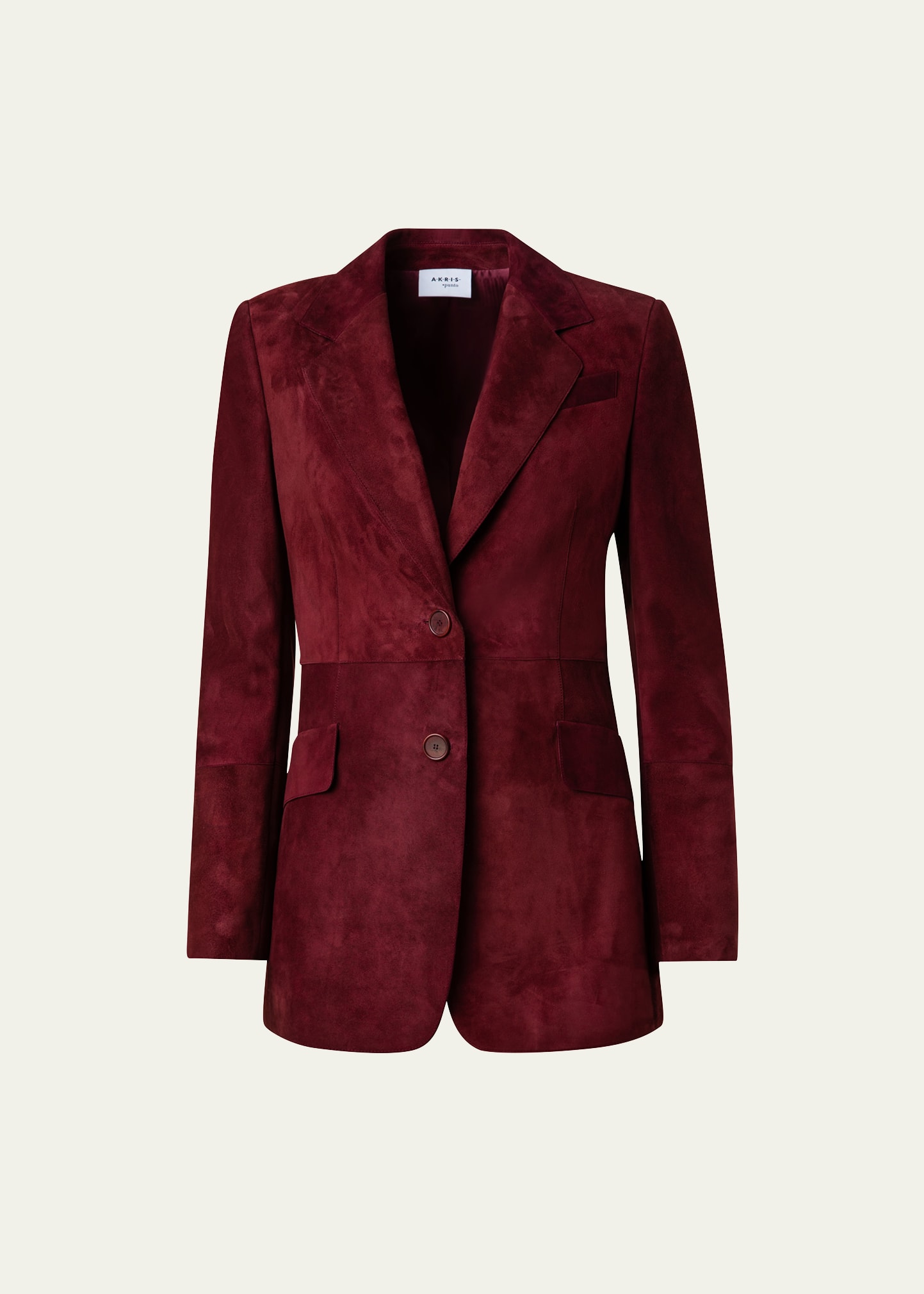 Akris Punto Suede Tailored Blazer Jacket In Garnet