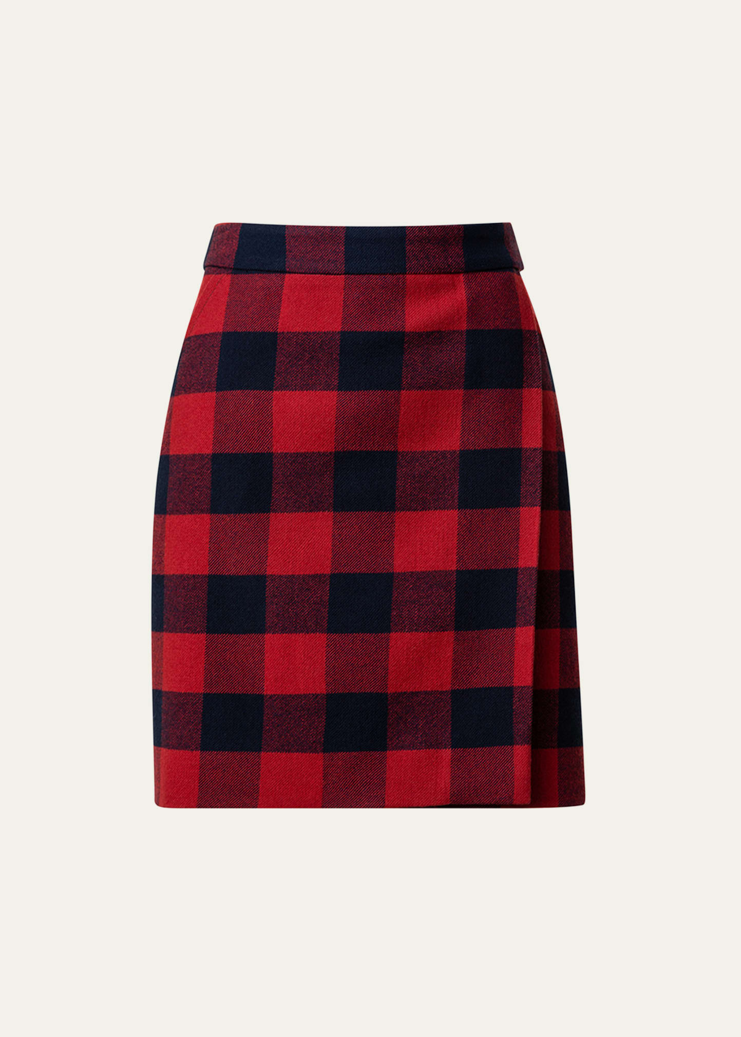 XL Gingham Wool-Blend Tweed Wrap Skirt