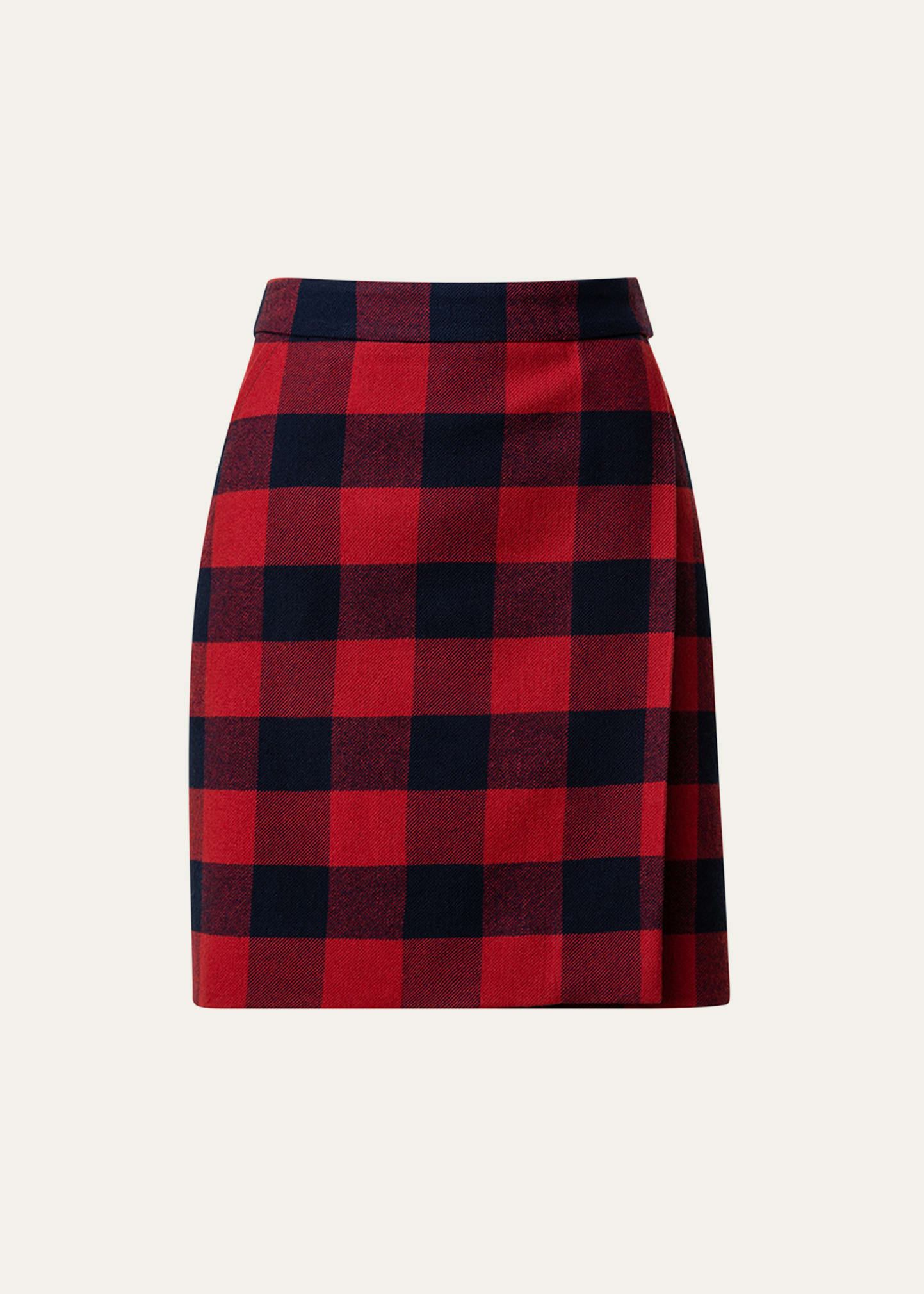 AKRIS PUNTO XL GINGHAM WOOL-BLEND TWEED WRAP SKIRT