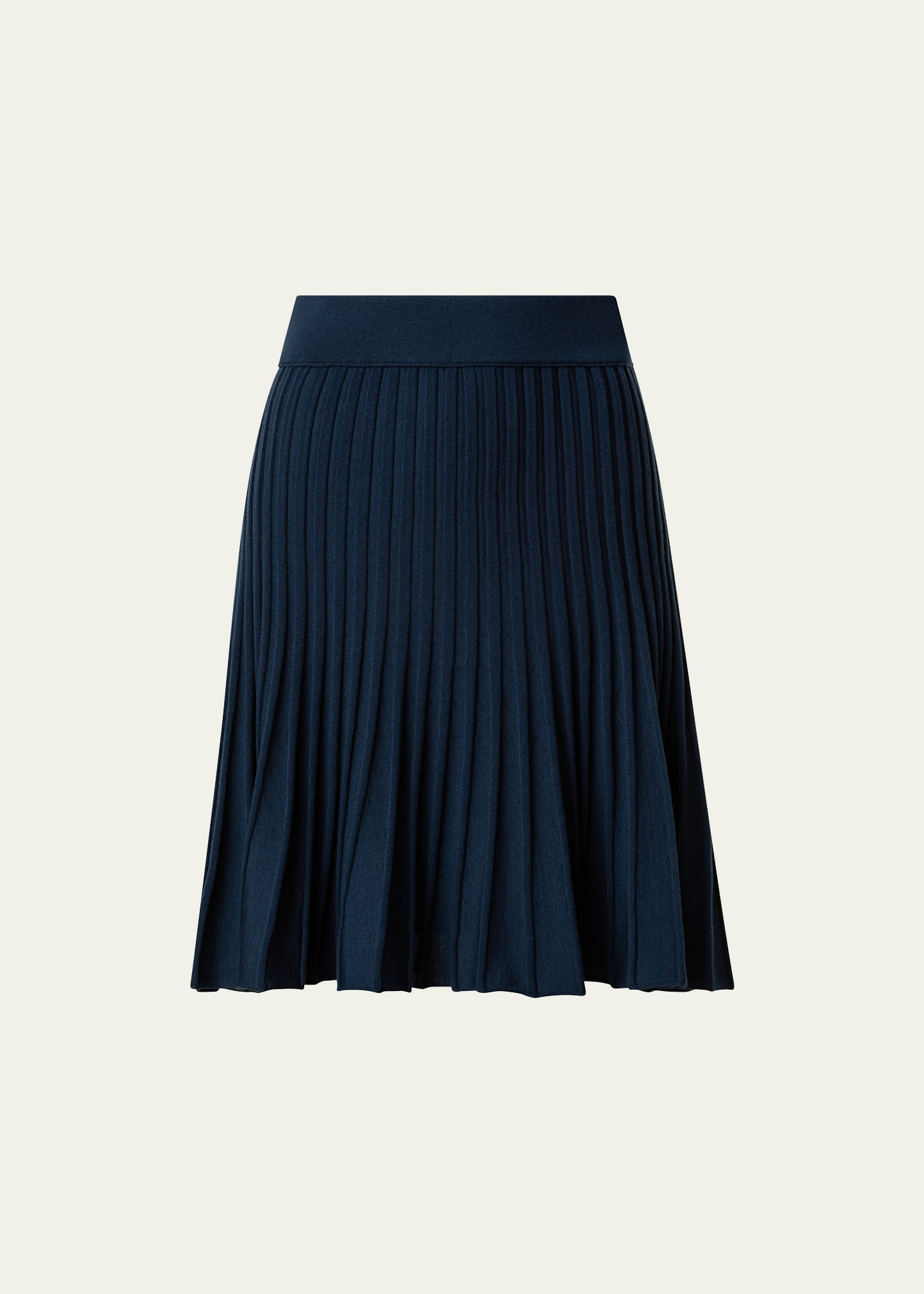 Short Sunray Rib-Knit Wool Skirt