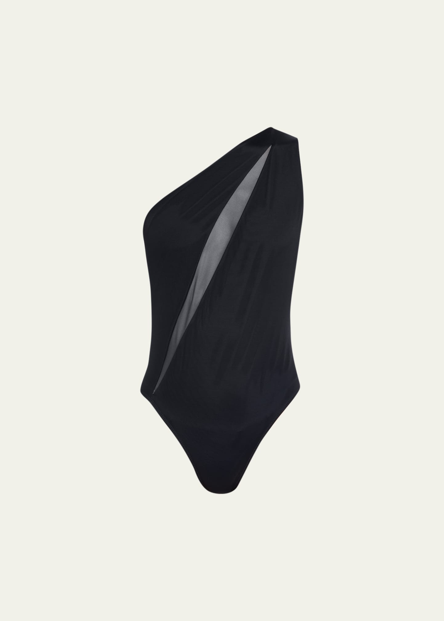 Shop Versace Slashed One-shoulder One-piece Swimsuit In Black