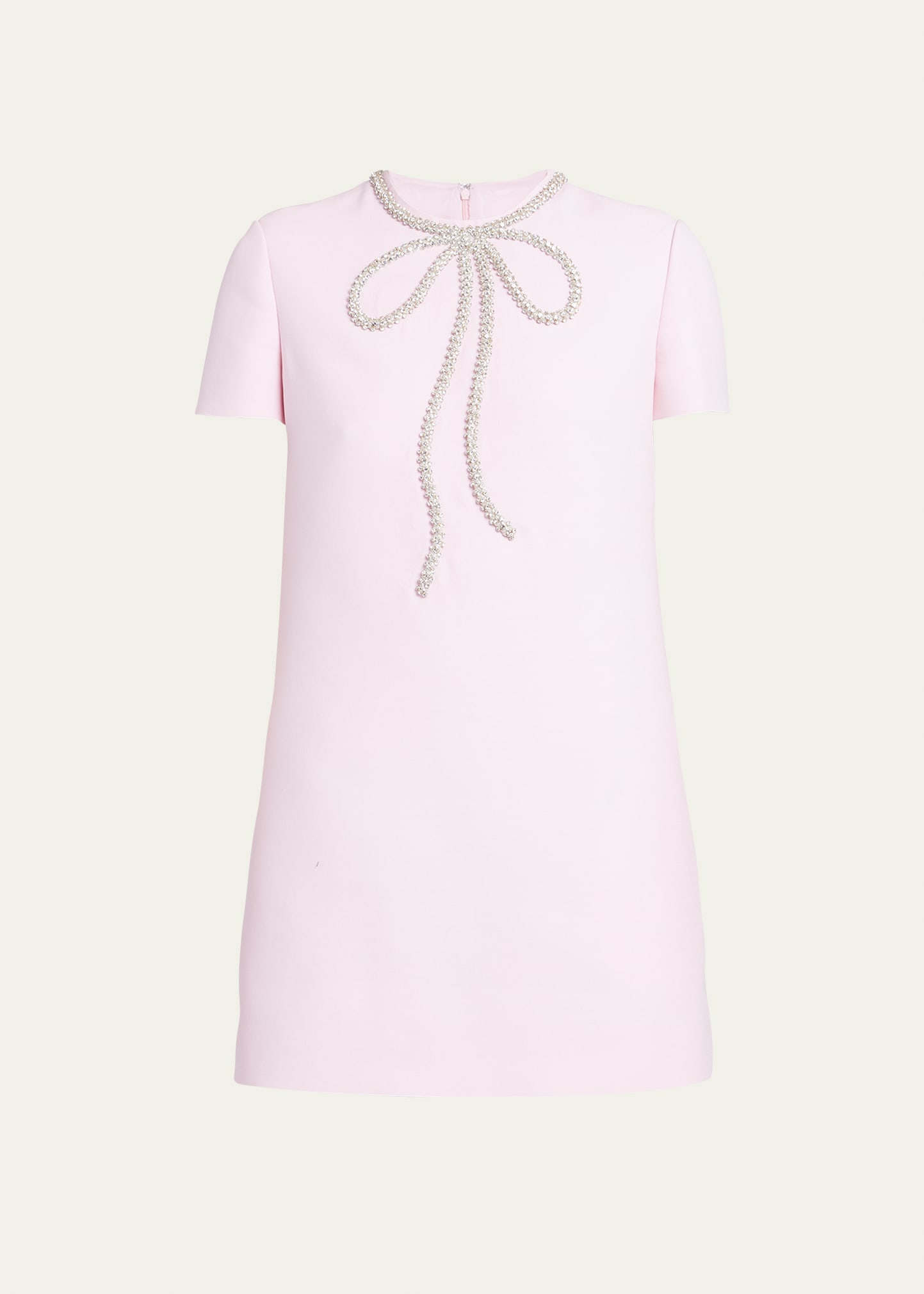 VALENTINO CREPE COUTURE MINI DRESS WITH CRYSTAL BOW