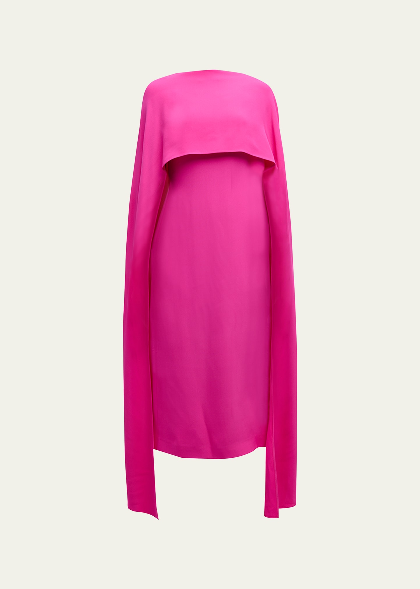 Shop Valentino Cady Couture Sheath Dress With Cape Sleeves In Pink