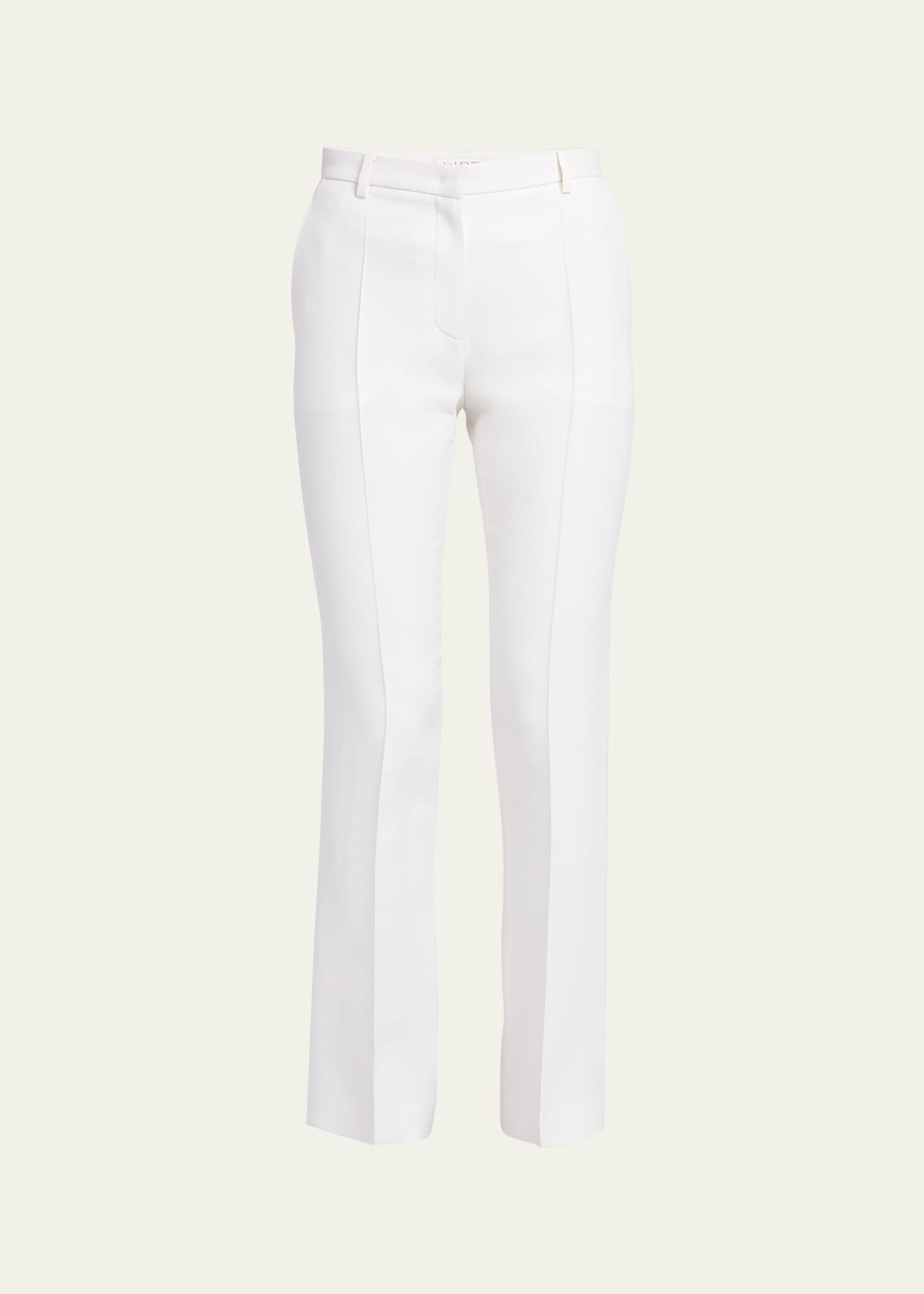 Valentino Crepe Couture Slim-fit Wool Pants In Ivory