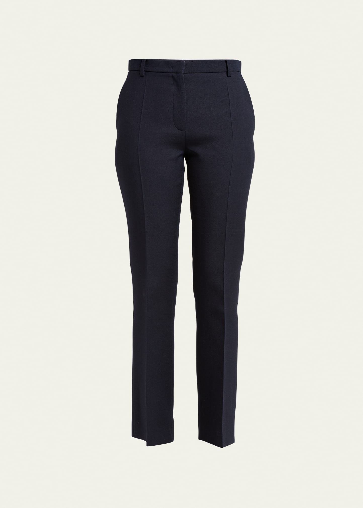 Shop Valentino Crepe Couture Slim-fit Wool Pants In Navy