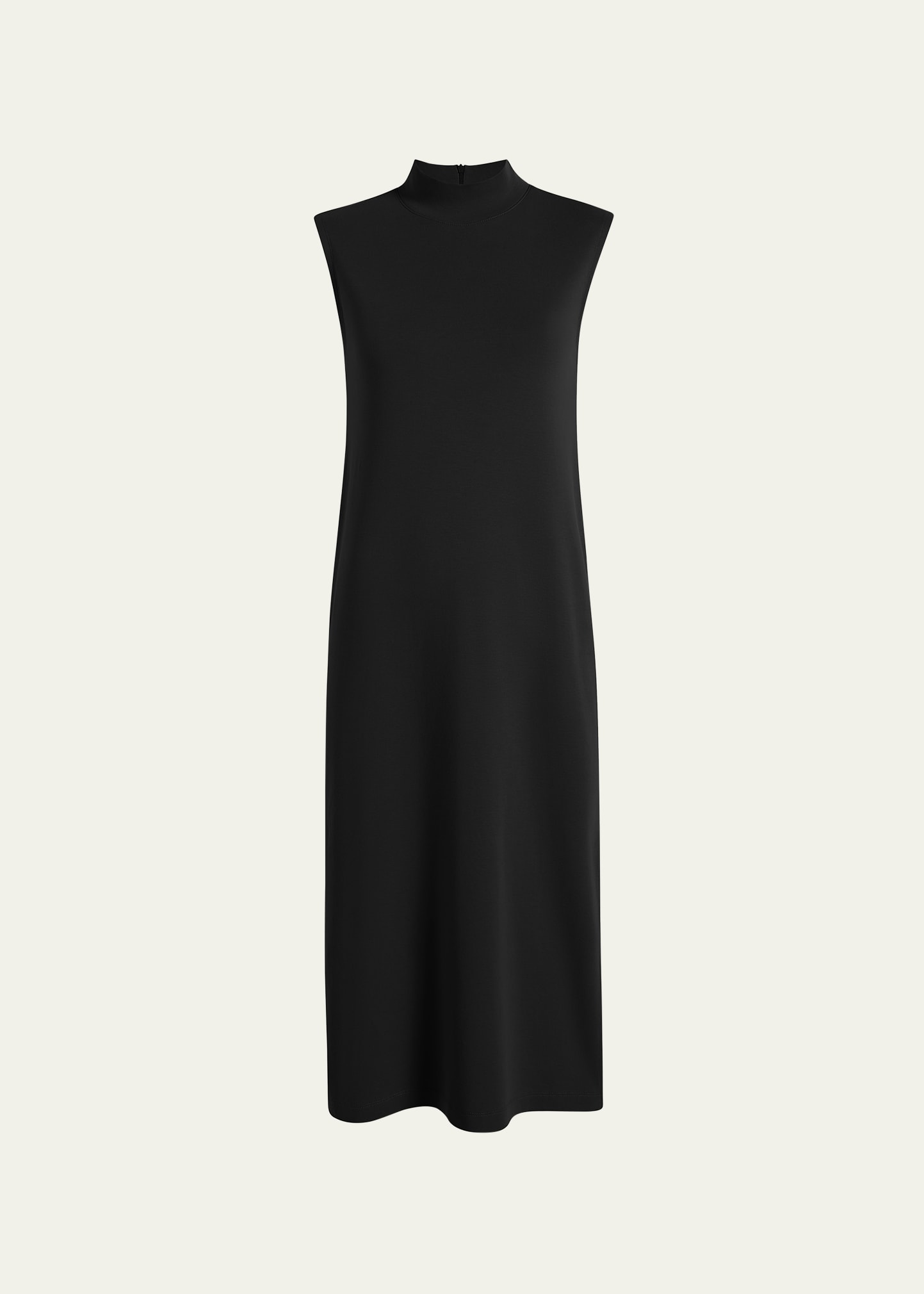 Another Tomorrow Luxe Seamed Organic Cotton Midi Dress In Black