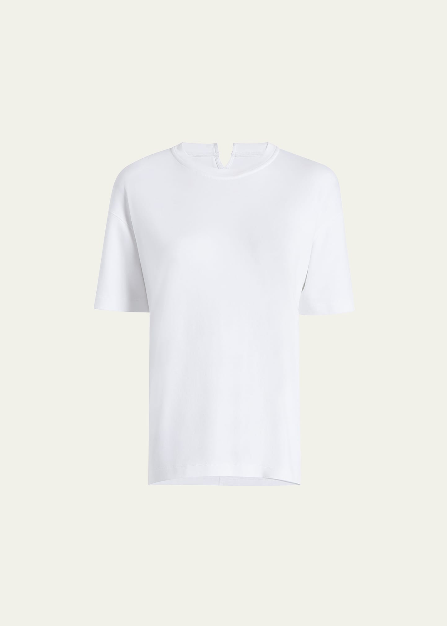 Another Tomorrow Luxe Seamed Cotton Short Sleeve T-shirt In White