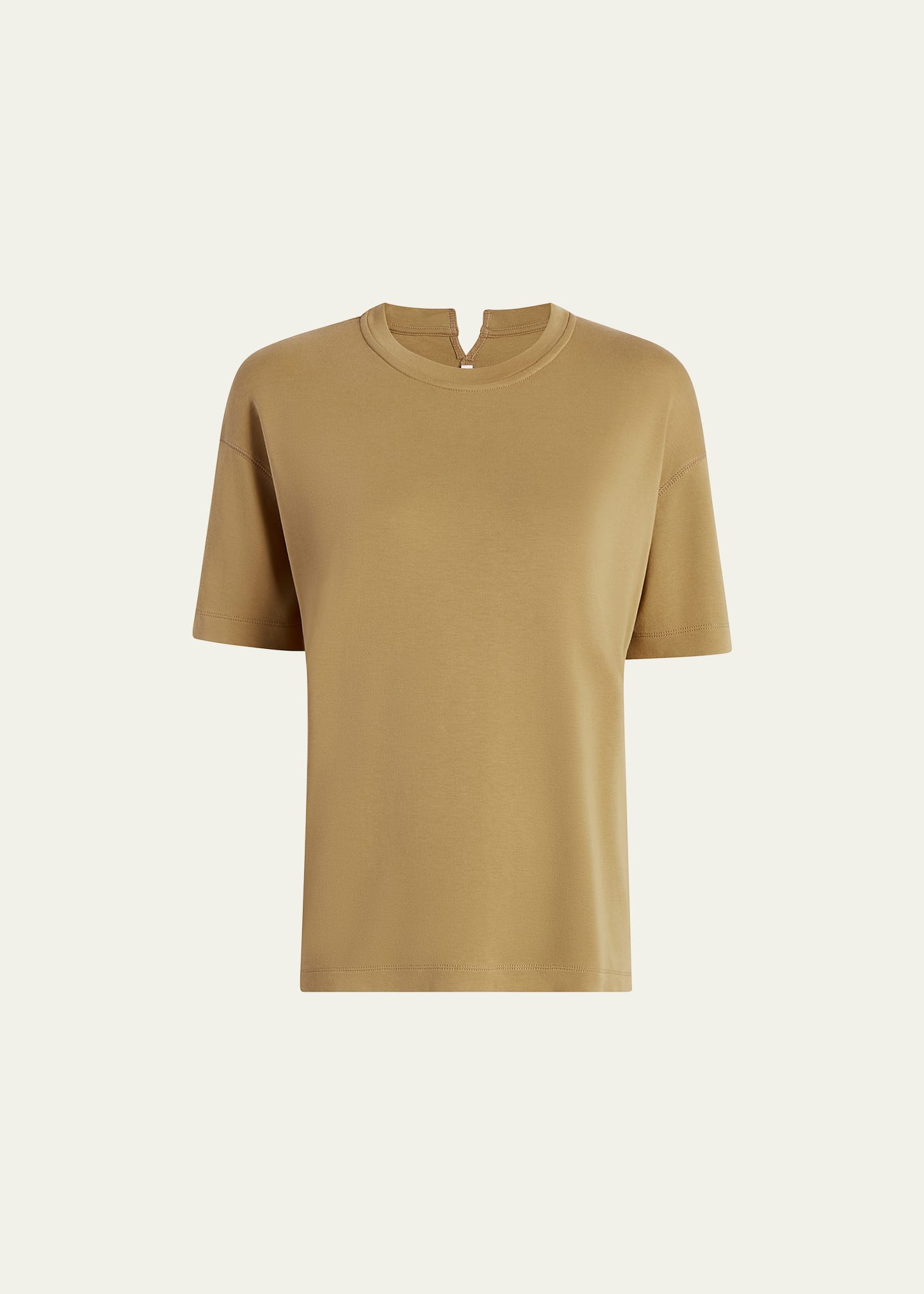 Shop Another Tomorrow Luxe Seamed Cotton Short Sleeve T-shirt In Hazelnut