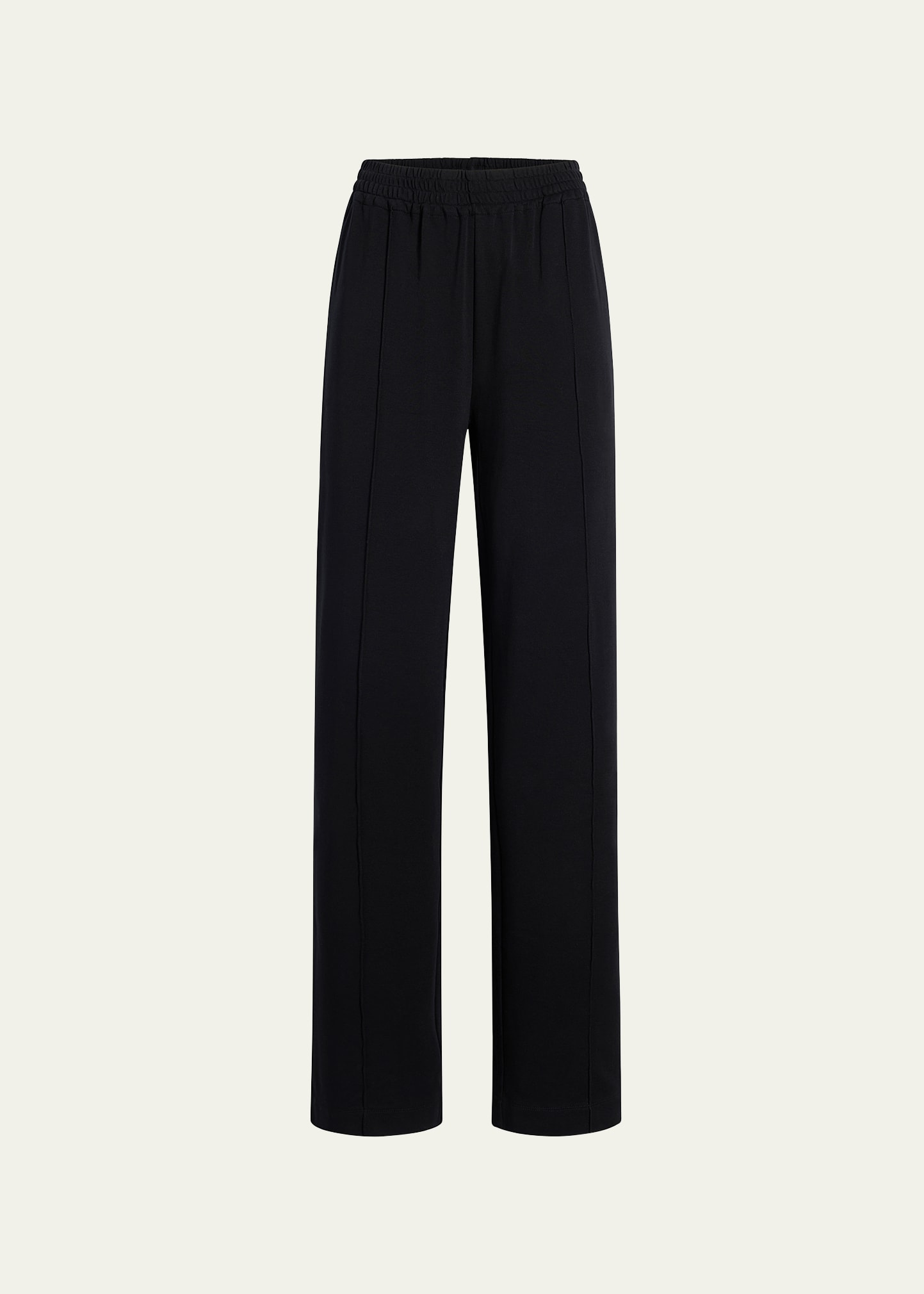 Another Tomorrow Luxe Seamed Wide-leg Lounge Pants In Black
