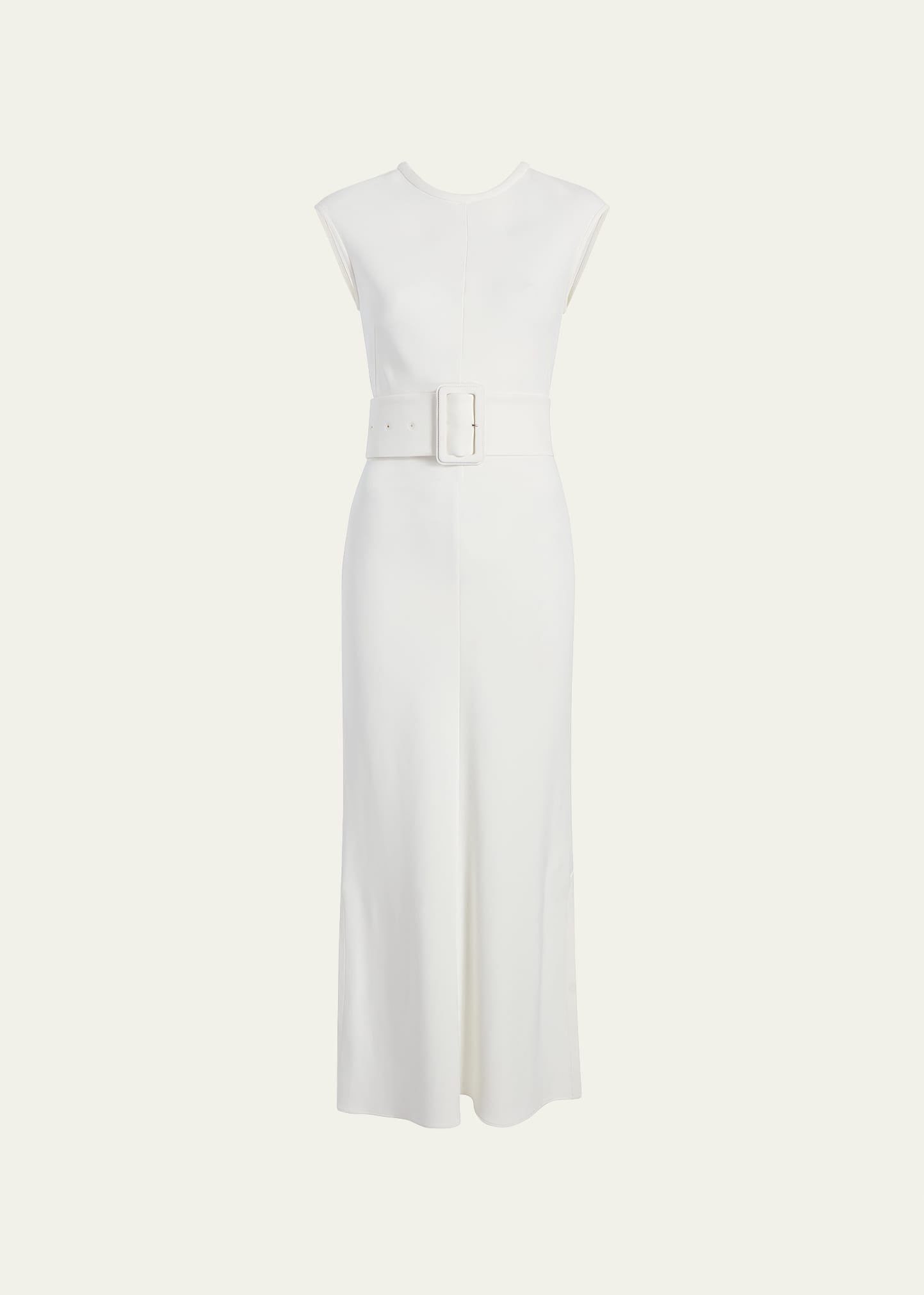 Another Tomorrow Bias Belted Dress In White