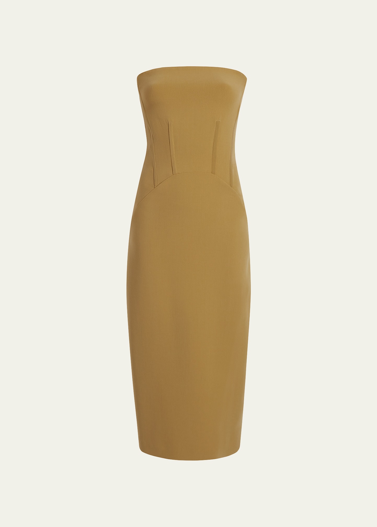 Another Tomorrow Doppio Structured Wool Midi Dress In Hazelnut