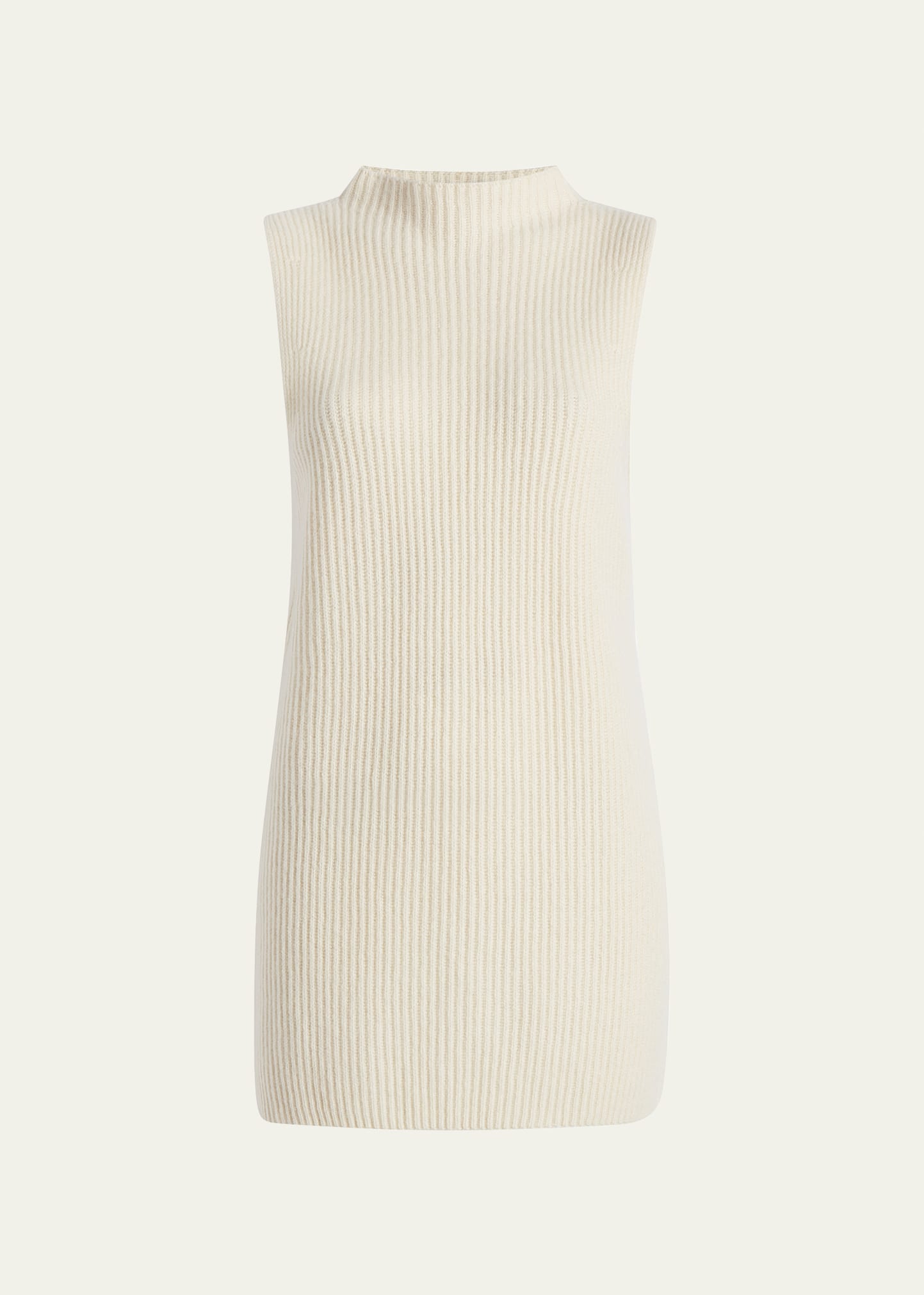 Another Tomorrow Mock Neck Sleeveless Sweater In Off White