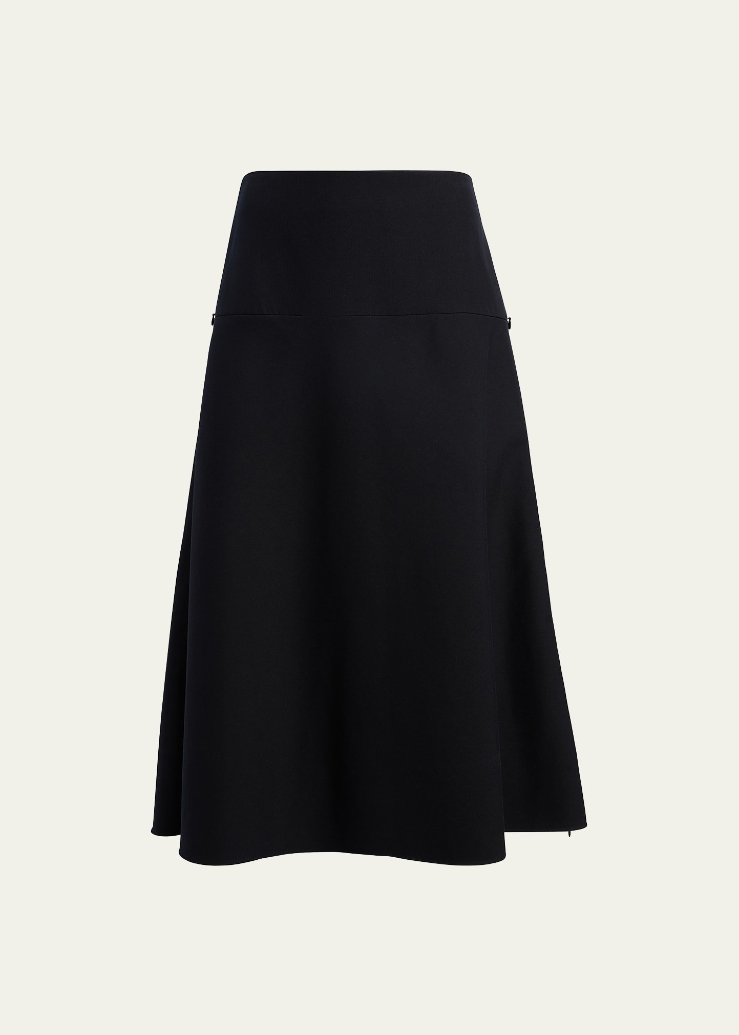 Another Tomorrow Contrast A-line Skirt With Zipper Detail In Black/cream