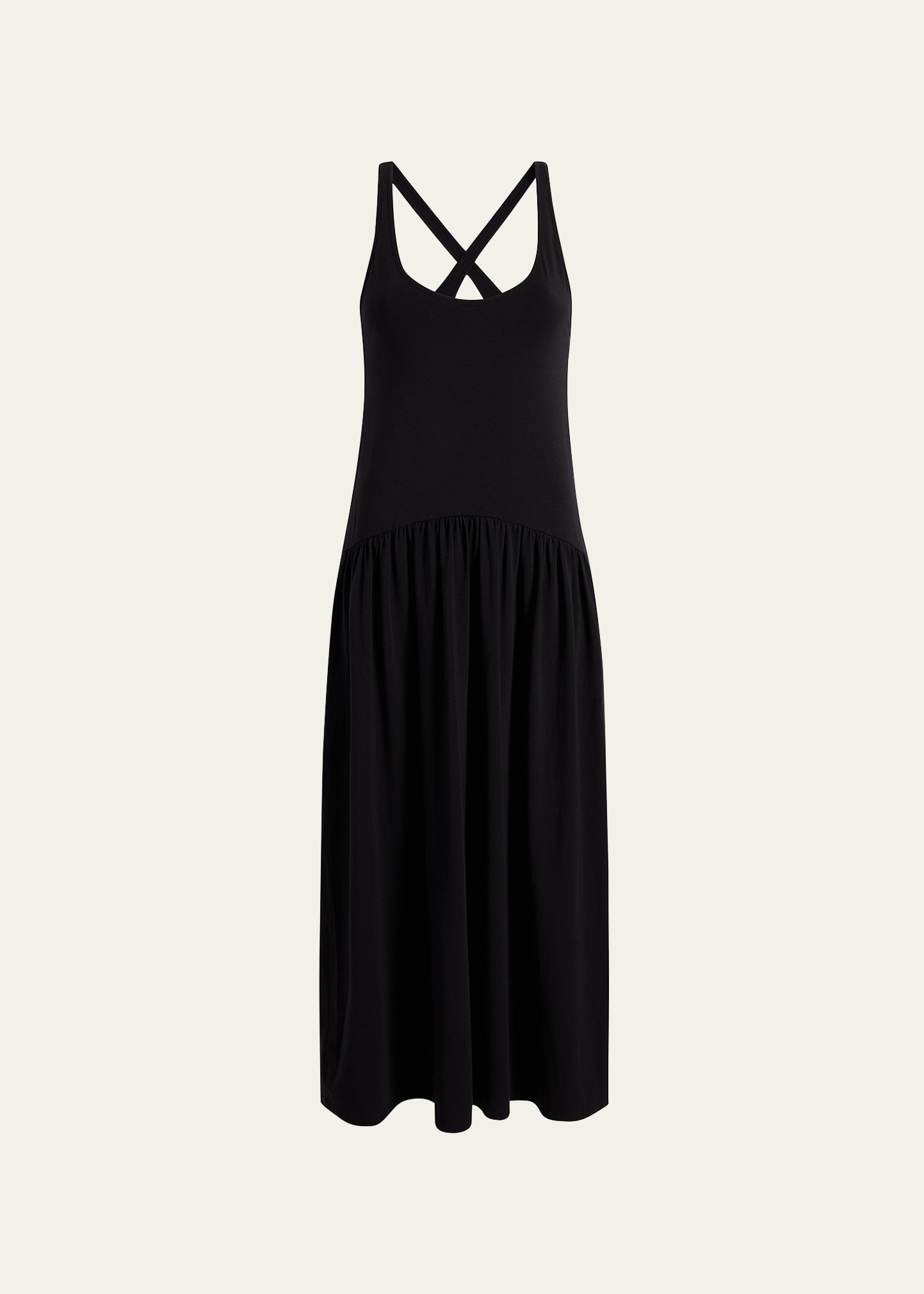 Dropwaist Gathered Tank Dress with Keyhole