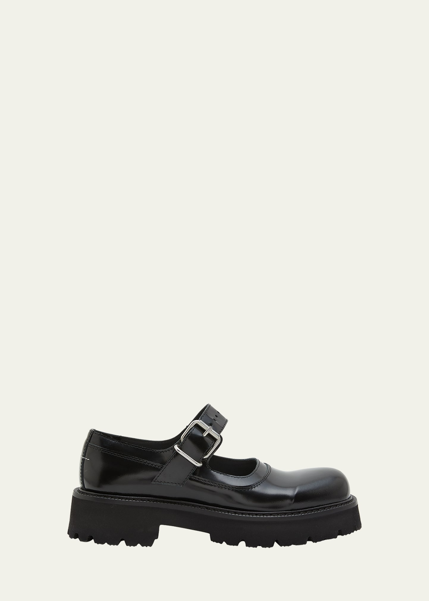 Mm6 Maison Margiela Side Court Mary Jane Loafers In Black
