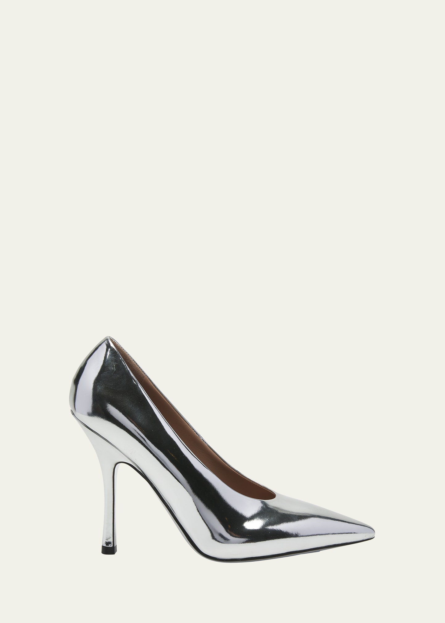 Shop Valentino Metallic Leather Stiletto Pumps In S13 Silver