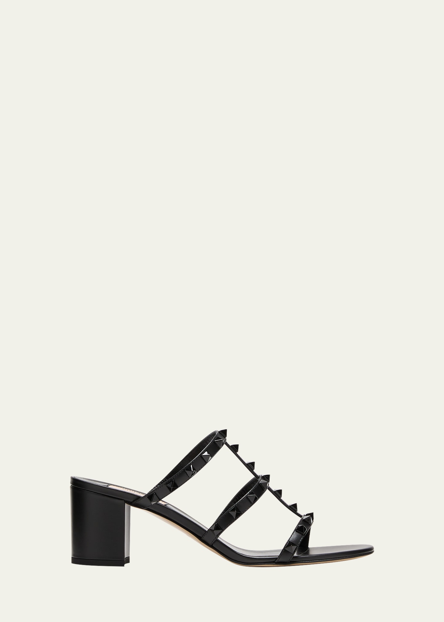 Shop Valentino Rockstud Caged Block-heel Sandals In 0no Nero