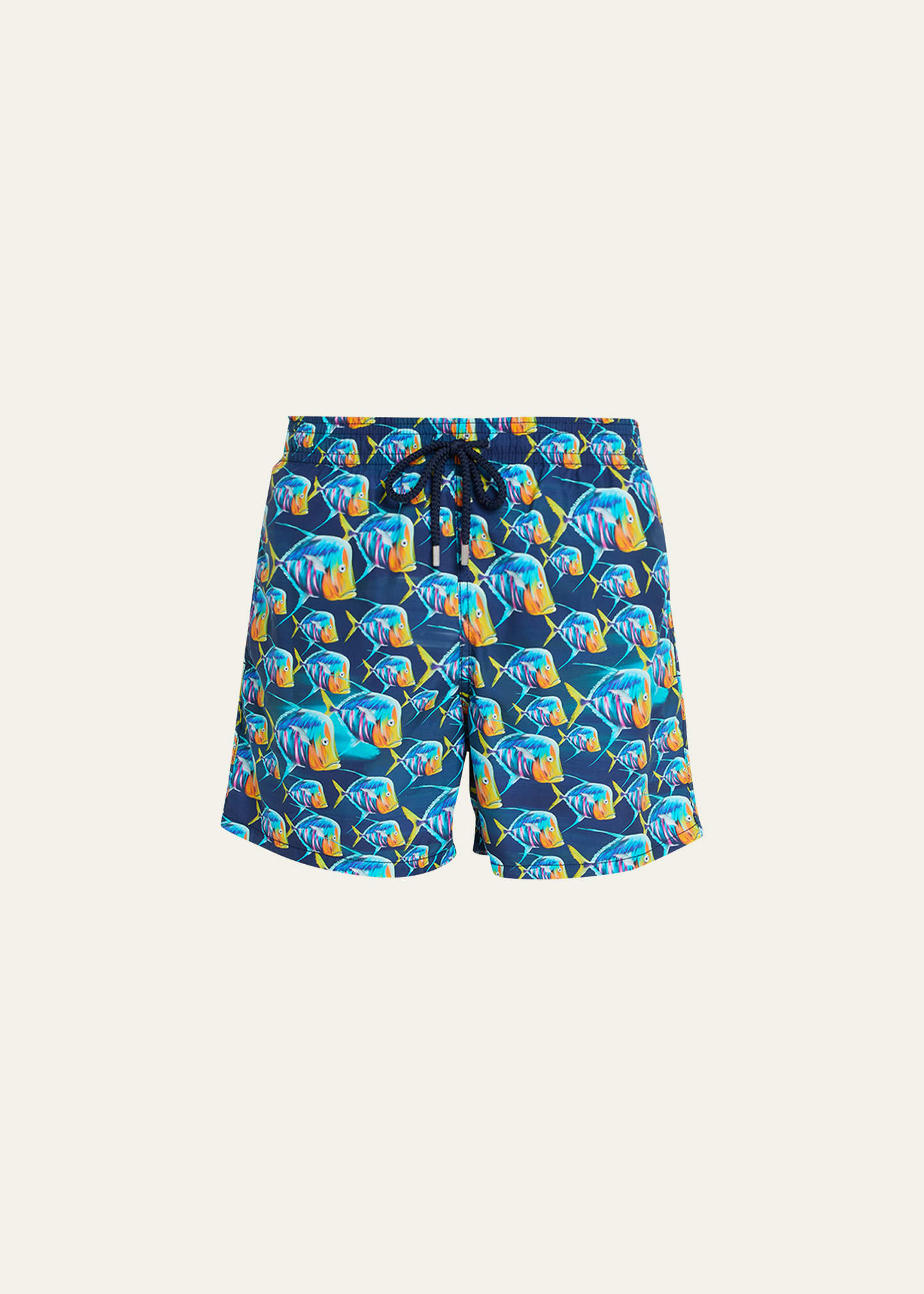 Vilebrequin Moorea Piranhas Print Swim Shorts In Navy