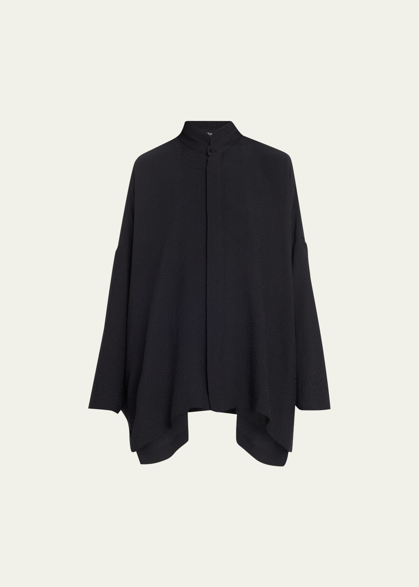 Eskandar Wide Button-sewn Shirt With Long Back In Black