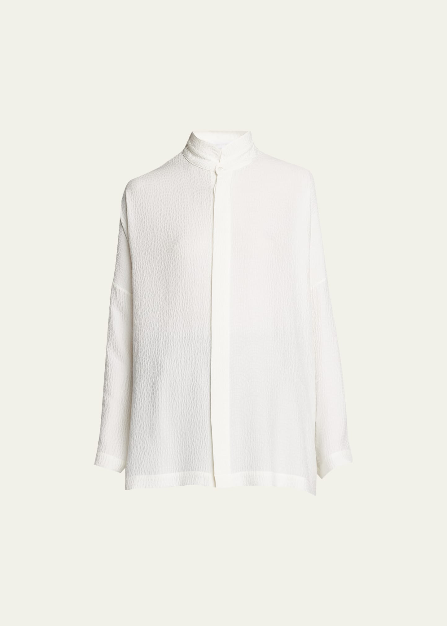 Eskandar Wide Button-sewn Shirt With Long Back In Ivory