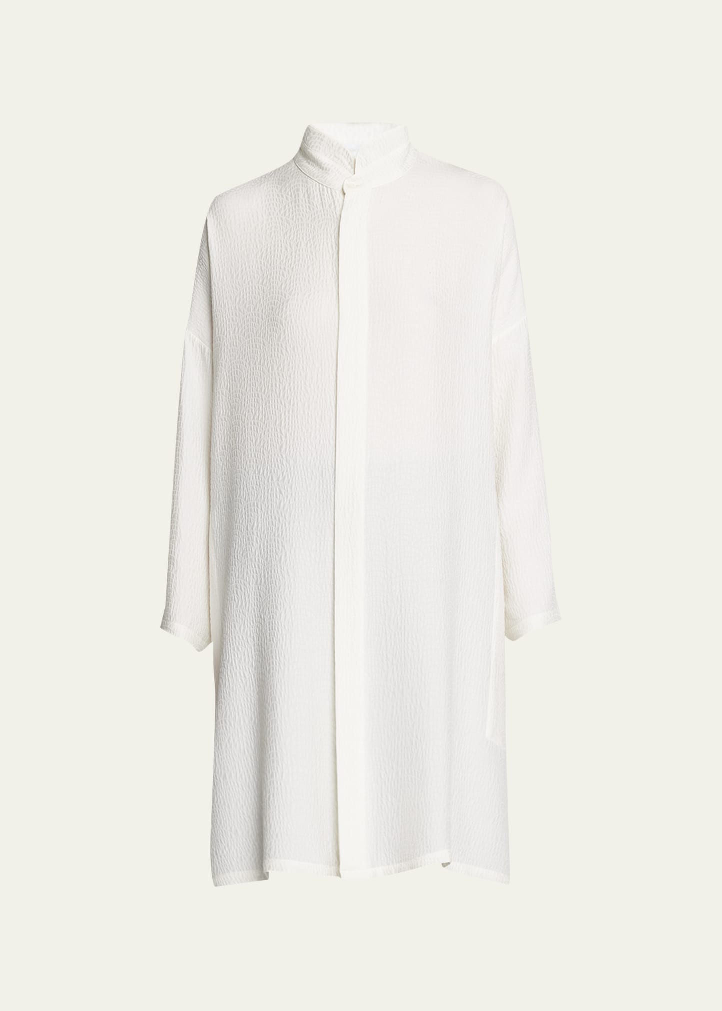 Wide A-Line Double Stand Collar Shirt (Very Long)