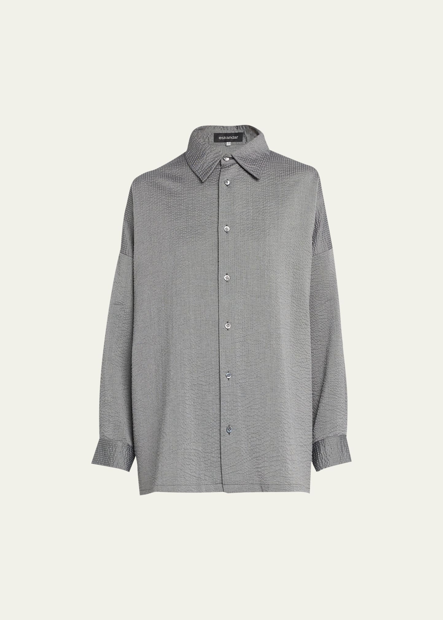 Wide A-Line Shirt with Collar (Long)