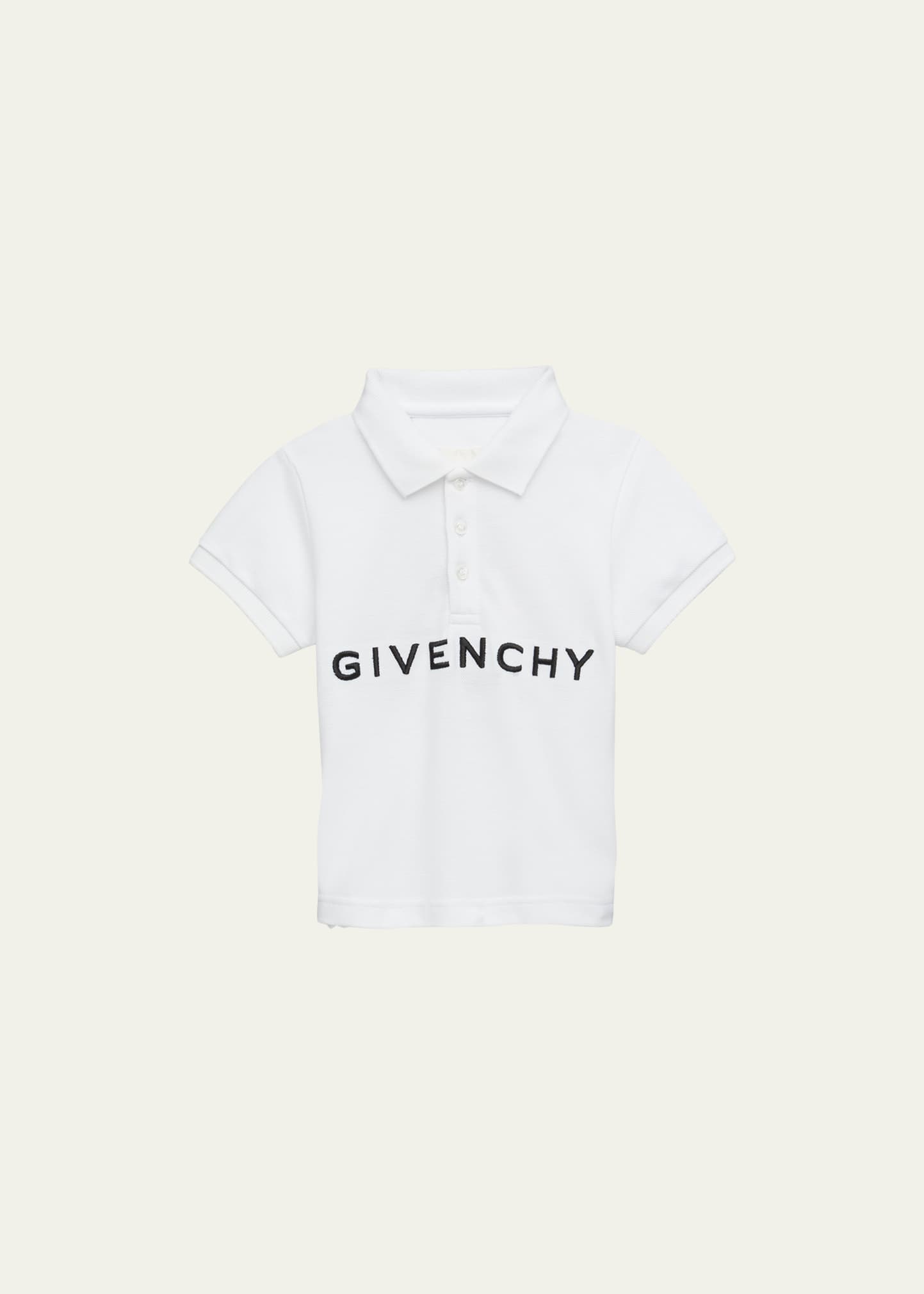 Givenchy Kids' Girl's Embroidered Logo-print Pique Polo Shirt In 10p-white