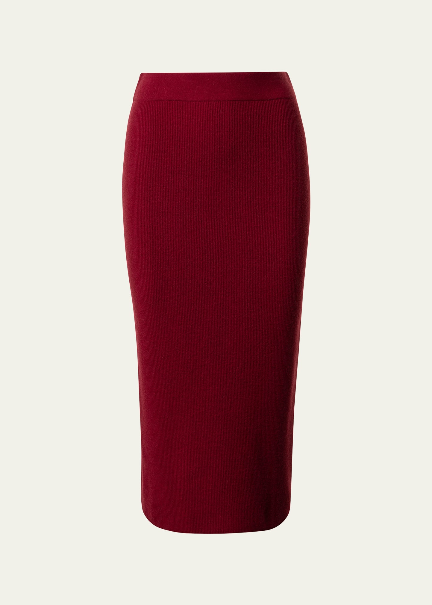 Ribbed Wool-Cashmere Pencil Midi Skirt
