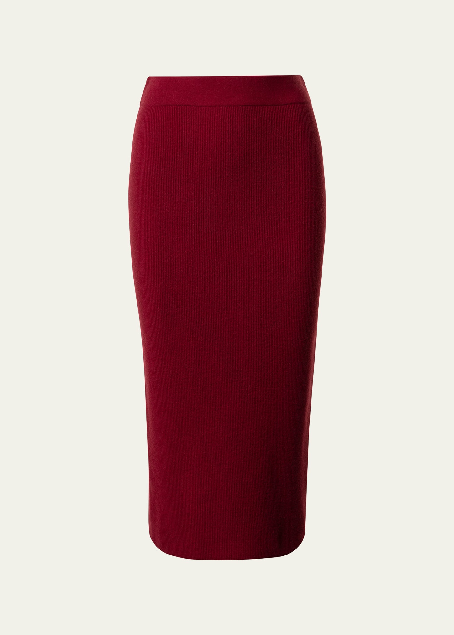 Akris Punto Ribbed Wool-cashmere Pencil Midi Skirt In Garnet