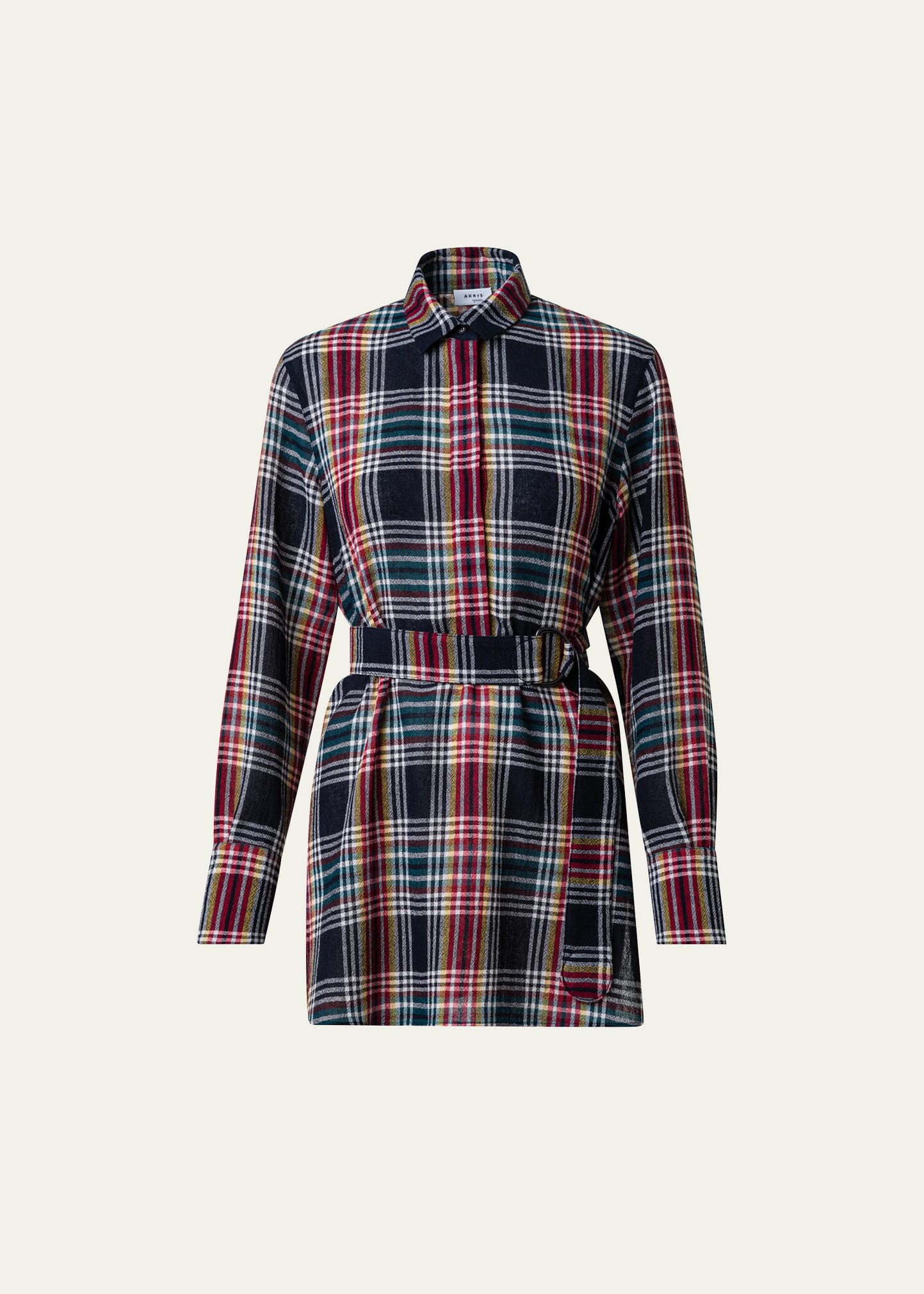 Akris Punto Tartan Check Belted Tunic In Multicolor