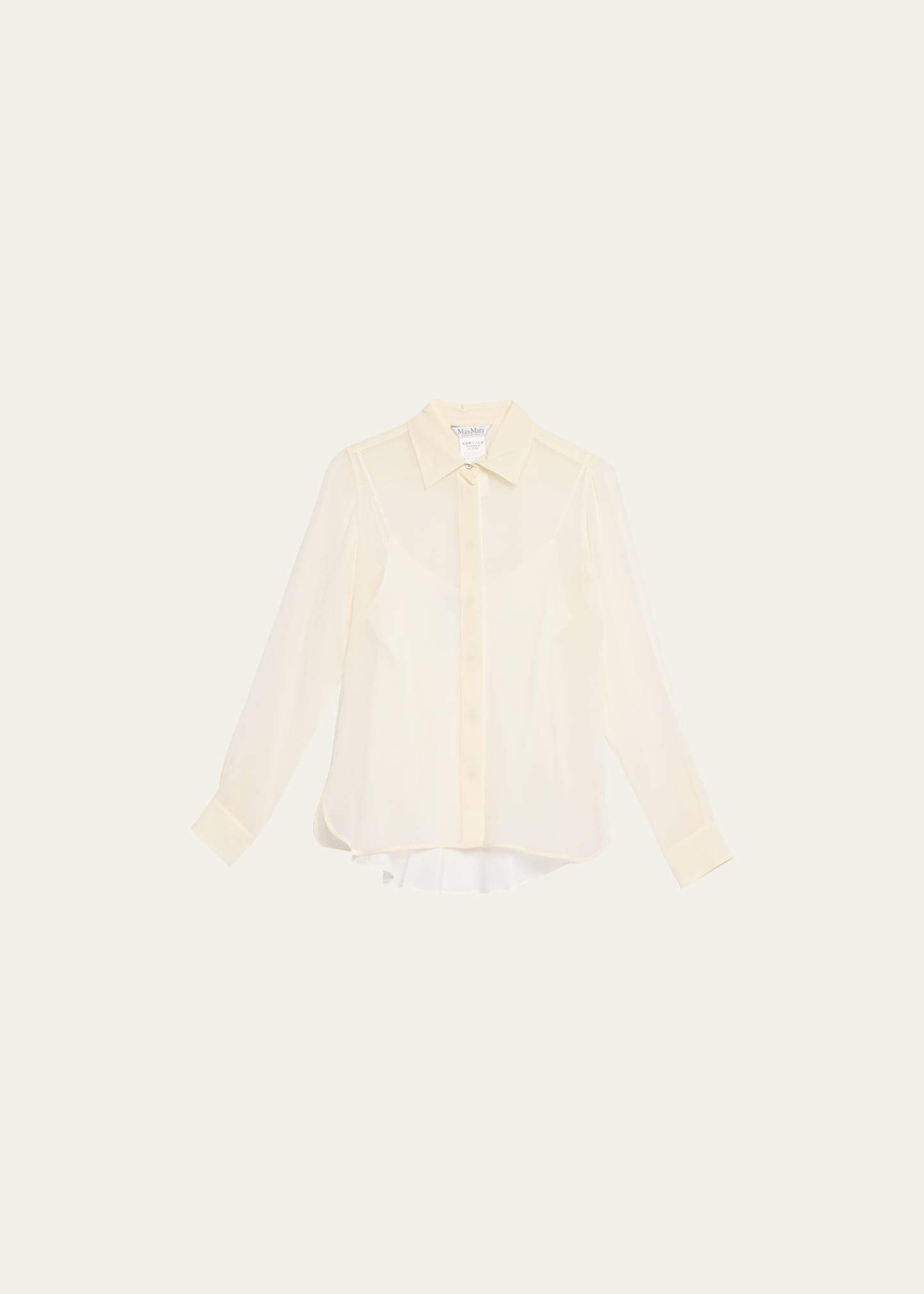 Max Mara Manche Semi-sheer Button-front Shirt In Silk