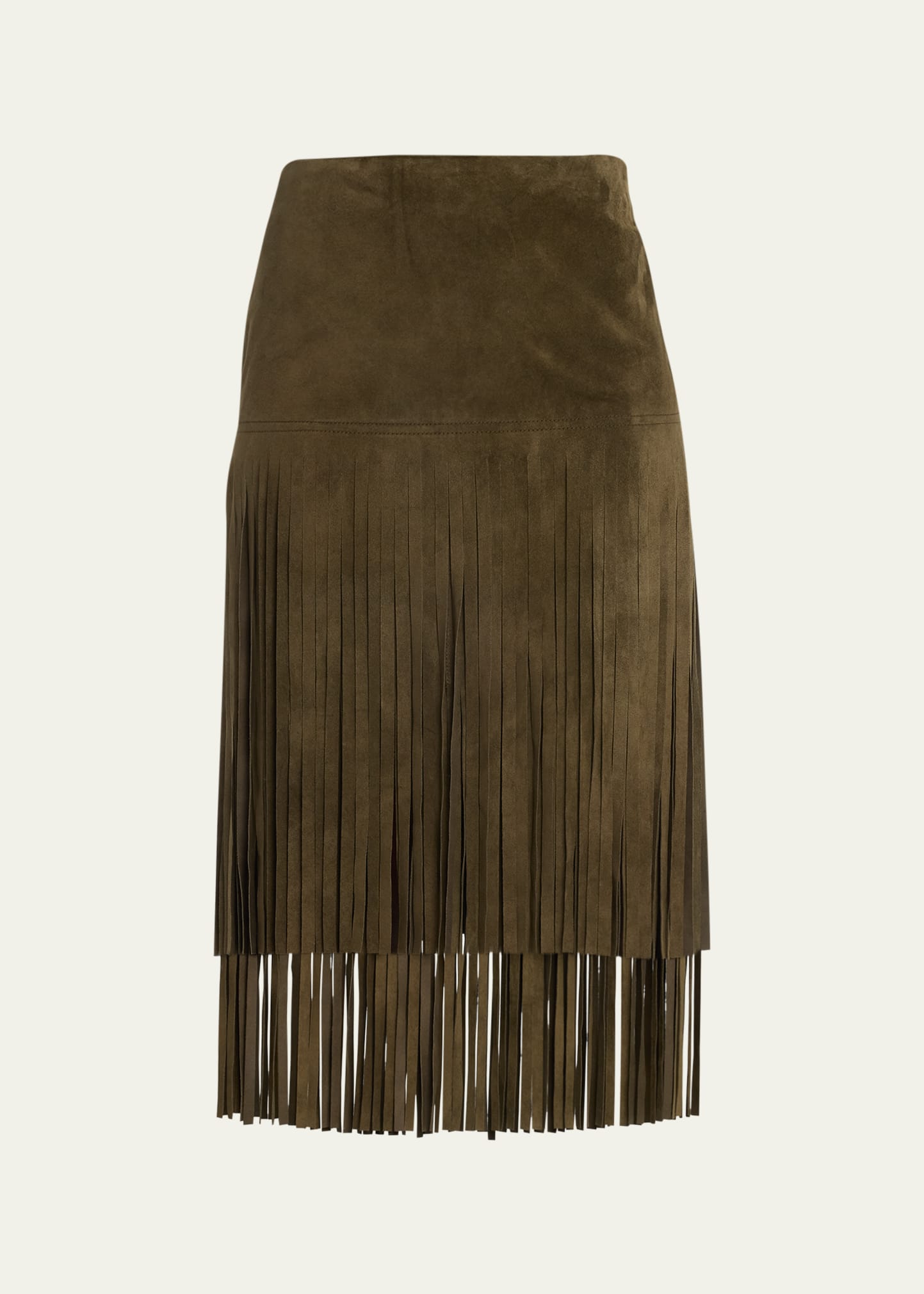 Battage Fringe Suede Midi Skirt