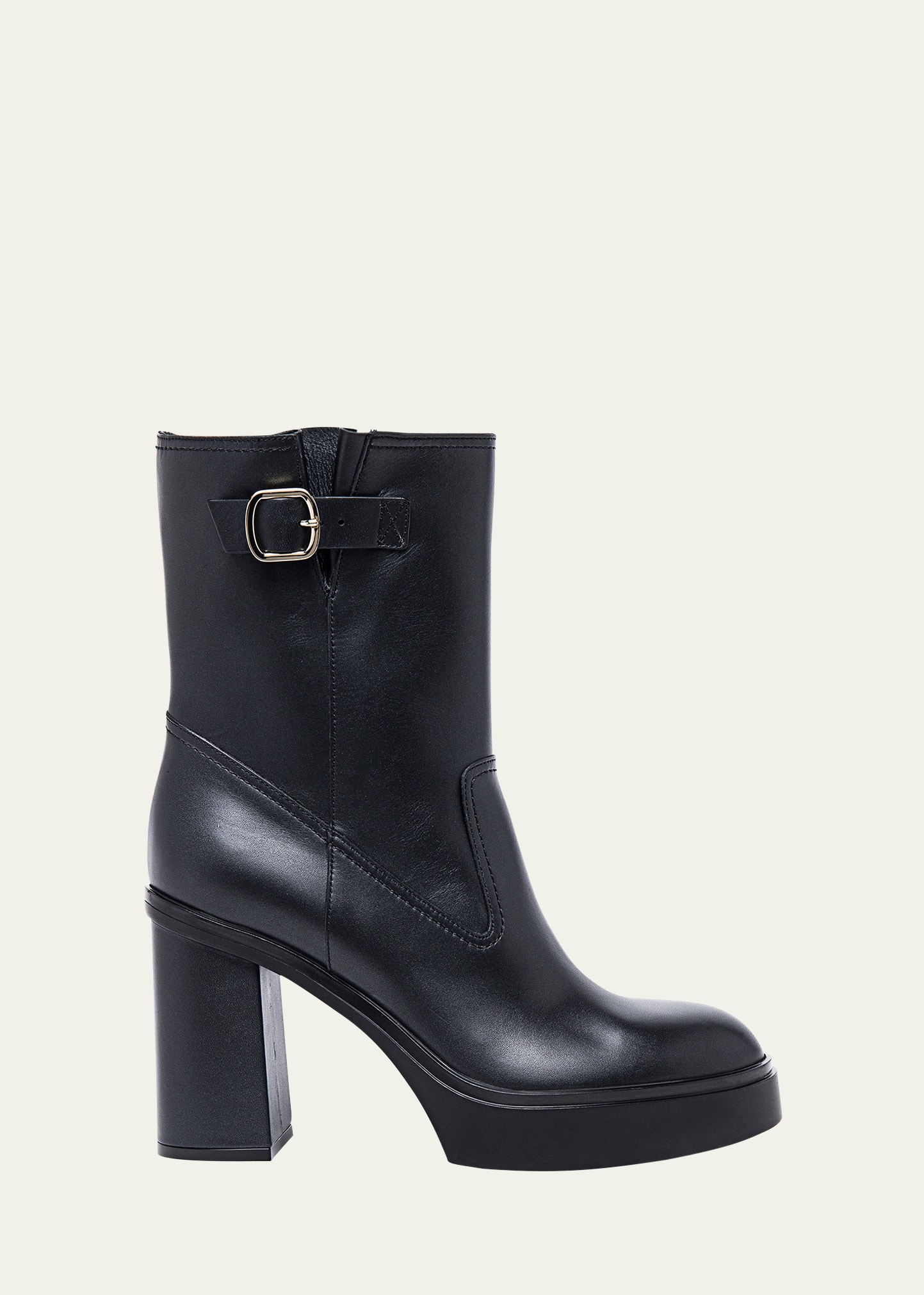 Libra Leather Buckle Boots