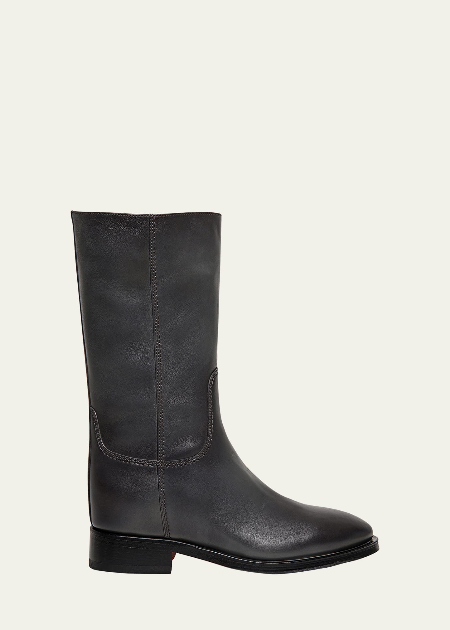 Santoni Fleeces Leather Mid Boots In Grey