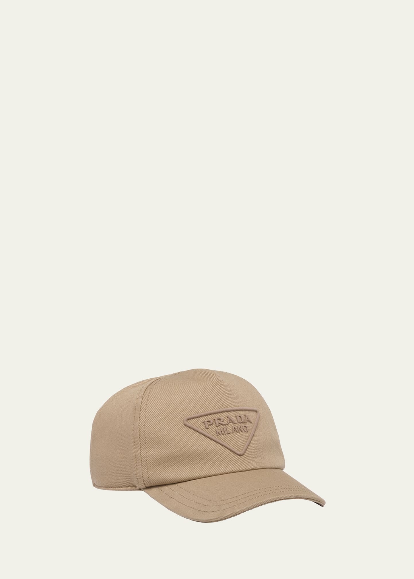 Prada Men's Tonal Triangle Logo Baseball Hat In Khaki