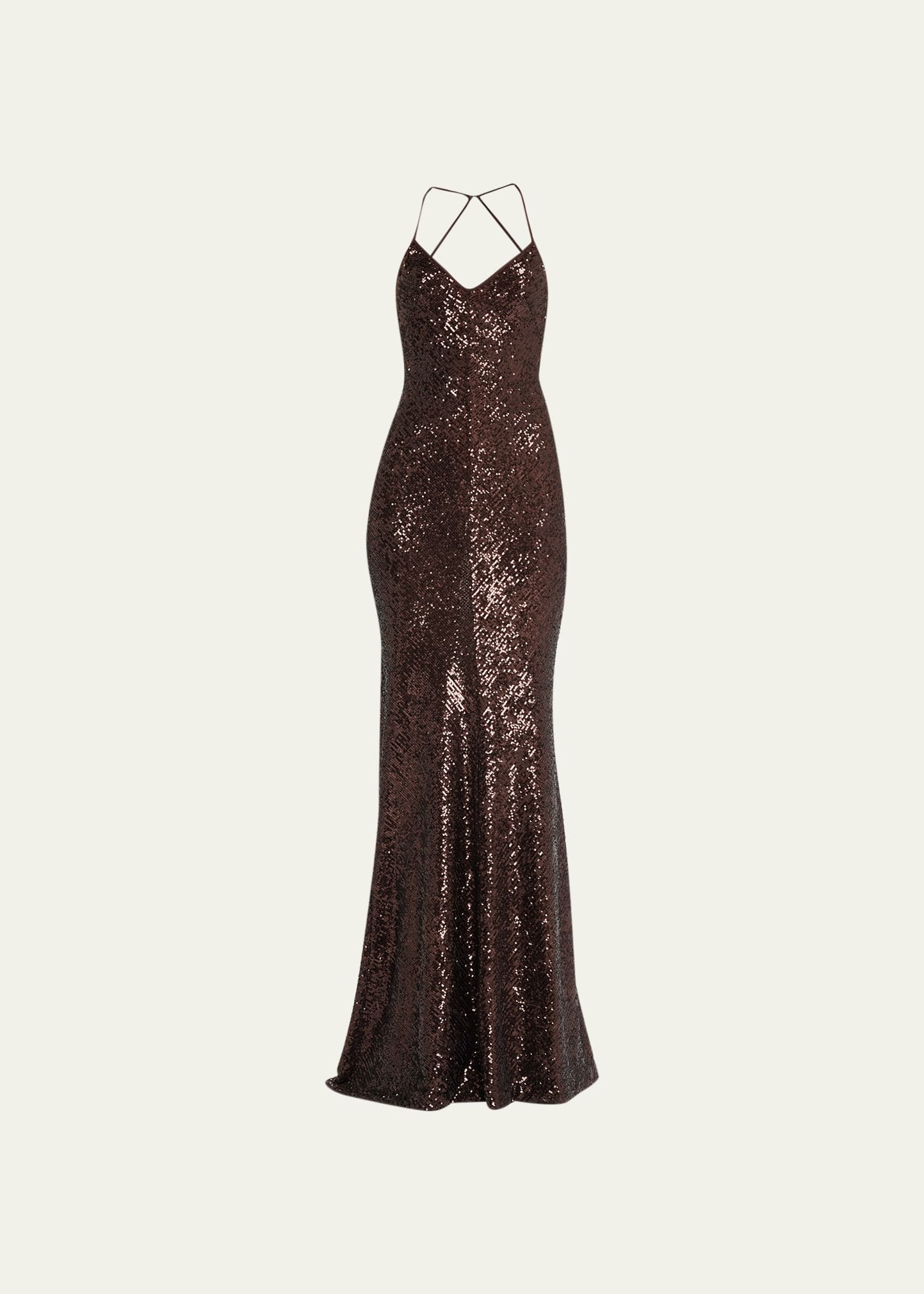 Sequined Spaghetti Strap Gown