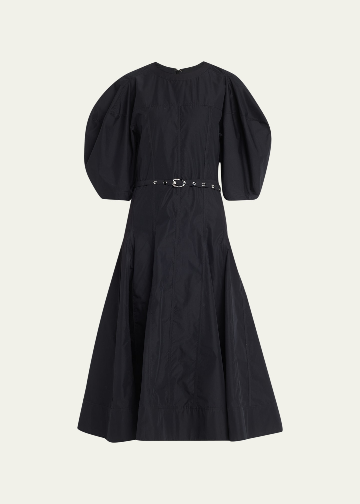 3.1 Phillip Lim Puff-sleeve Belted Midi Dress In Black