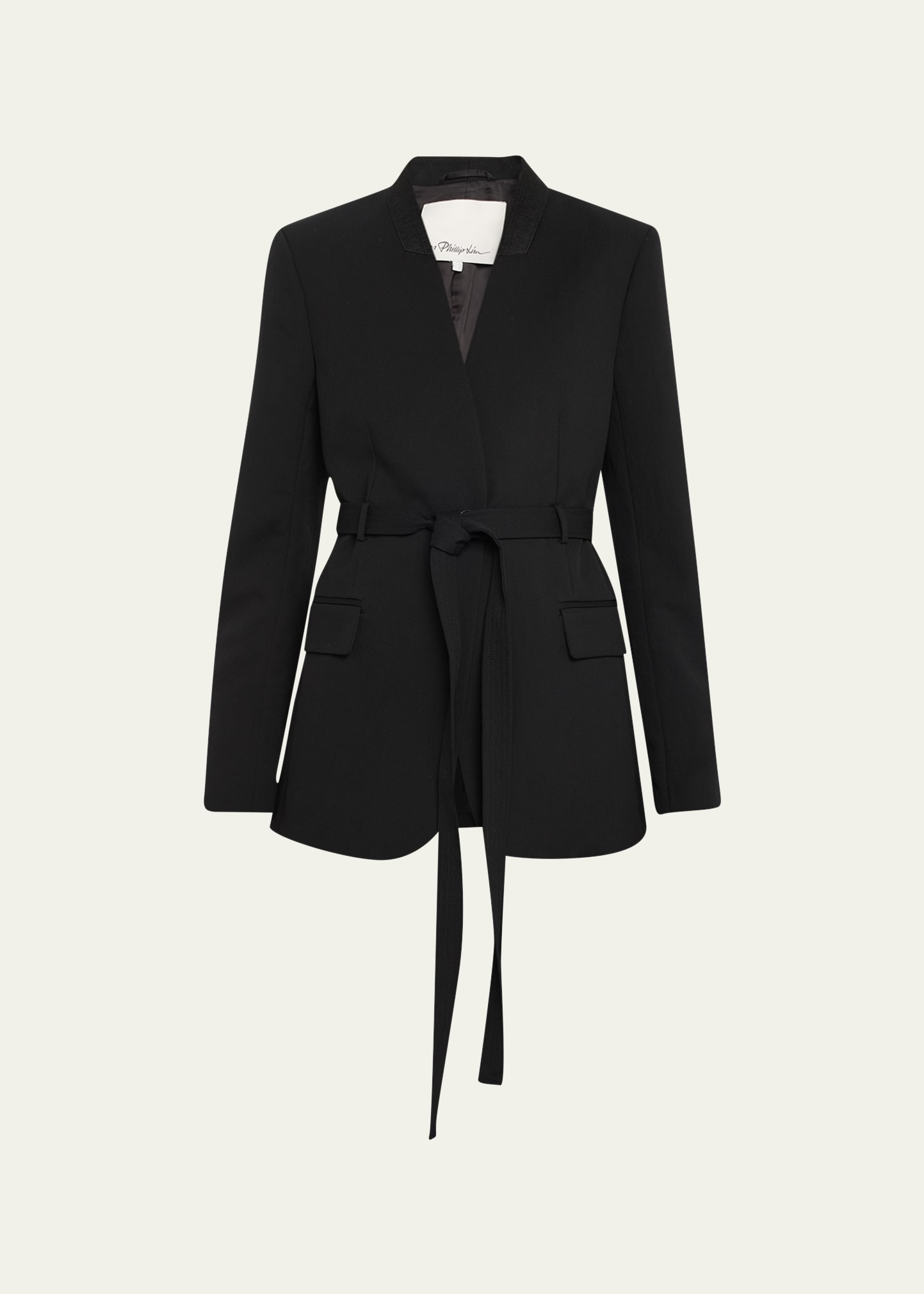 Relaxed Waist-Tie Wool Blazer