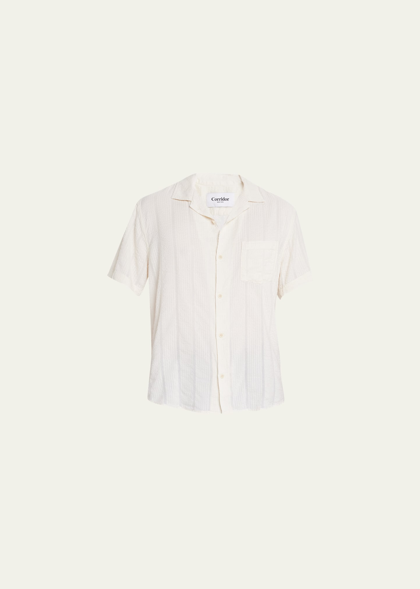 Men's Striped Seersucker Camp Shirt