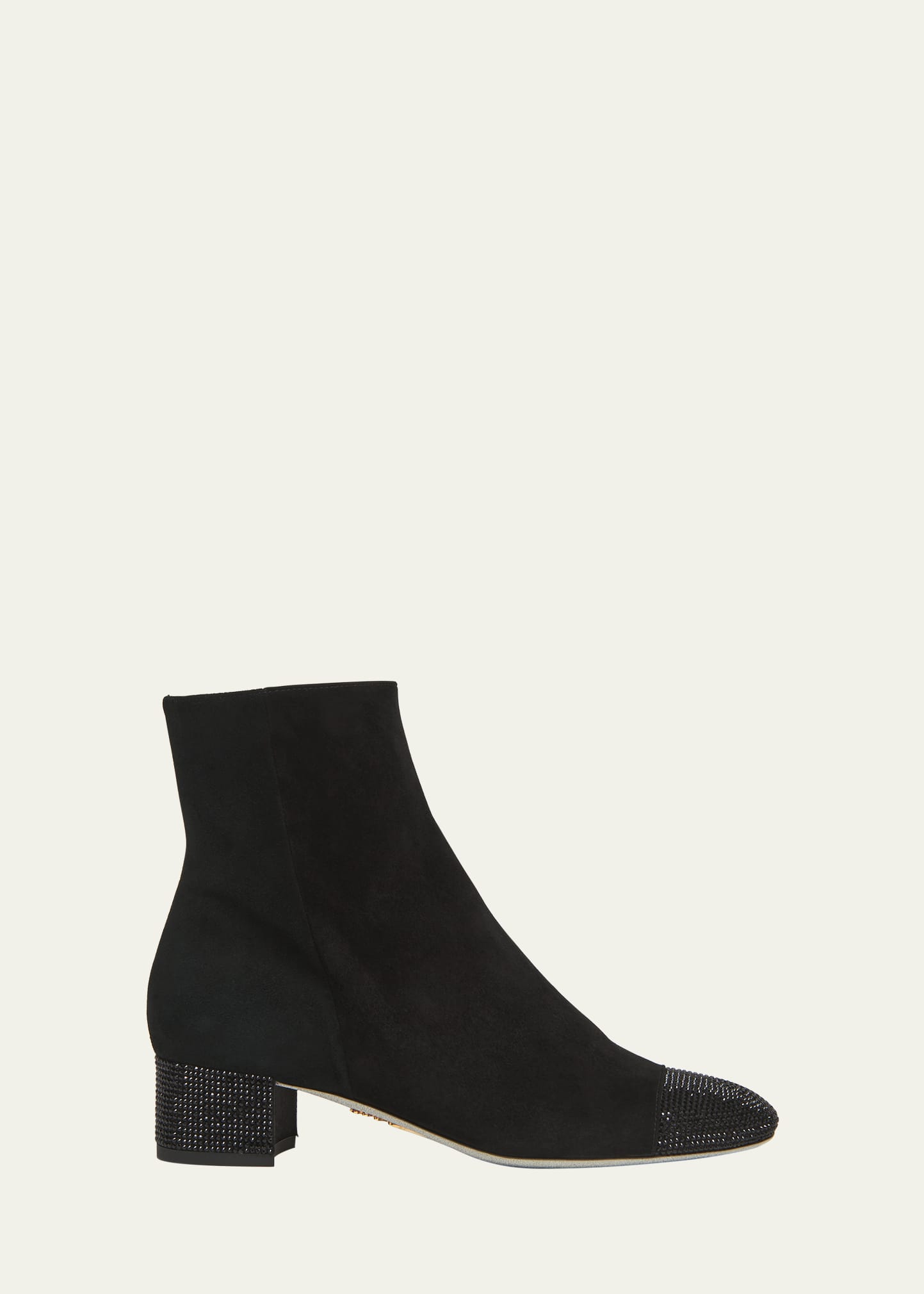 René Caovilla Suede Crystal Zip Booties In Black Suedejet St