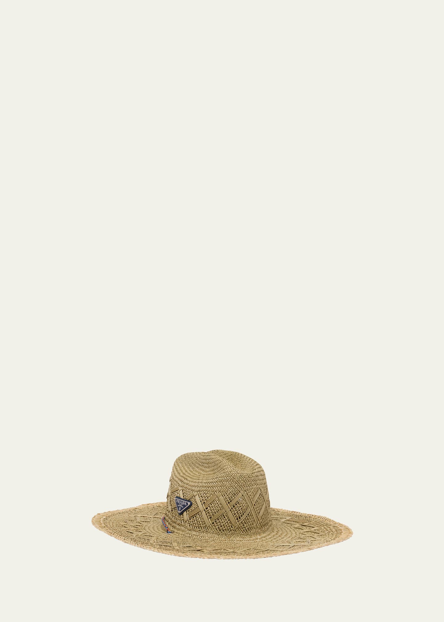 Prada Triangle-logo Woven-straw Hat In Naturale