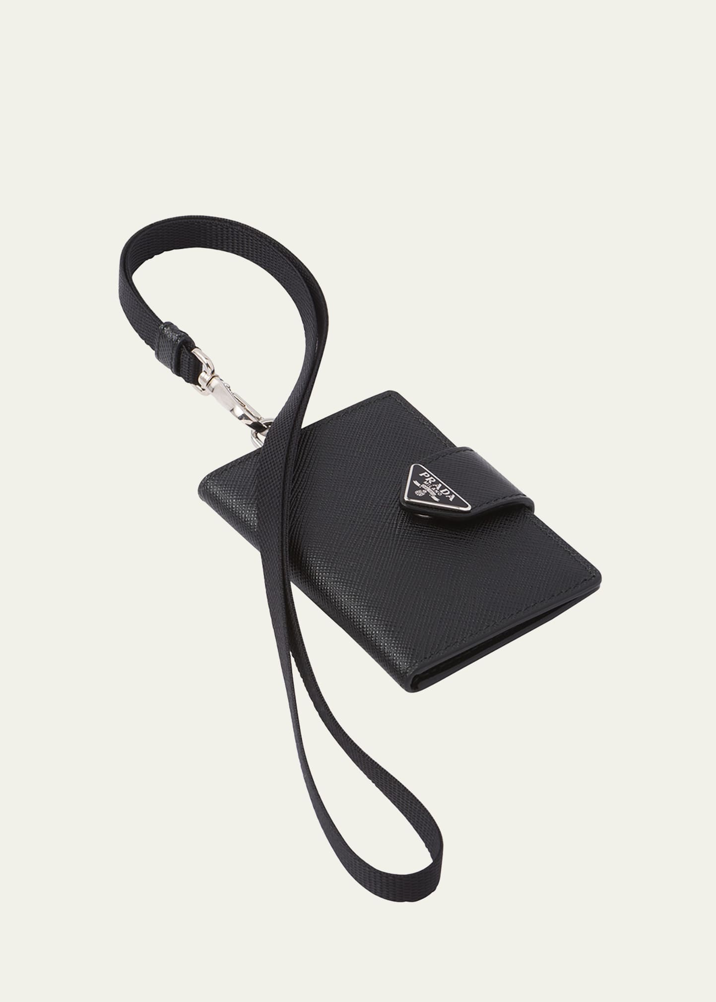 PRADA MEN'S KEYCHAIN STRAP SAFFIANO CARD HOLDER