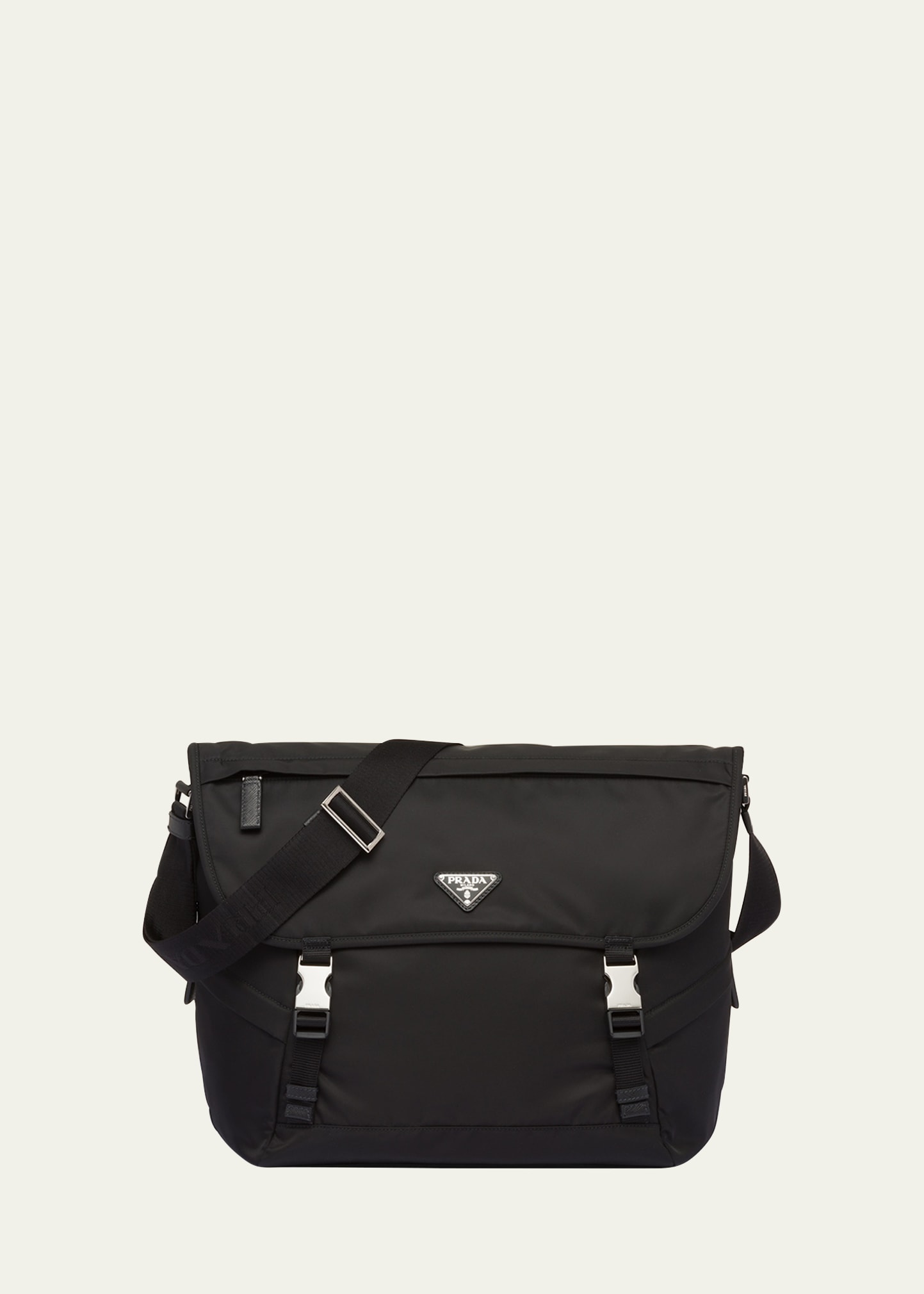 Prada Men's Nylon Messenger Crossbody Bag In Black