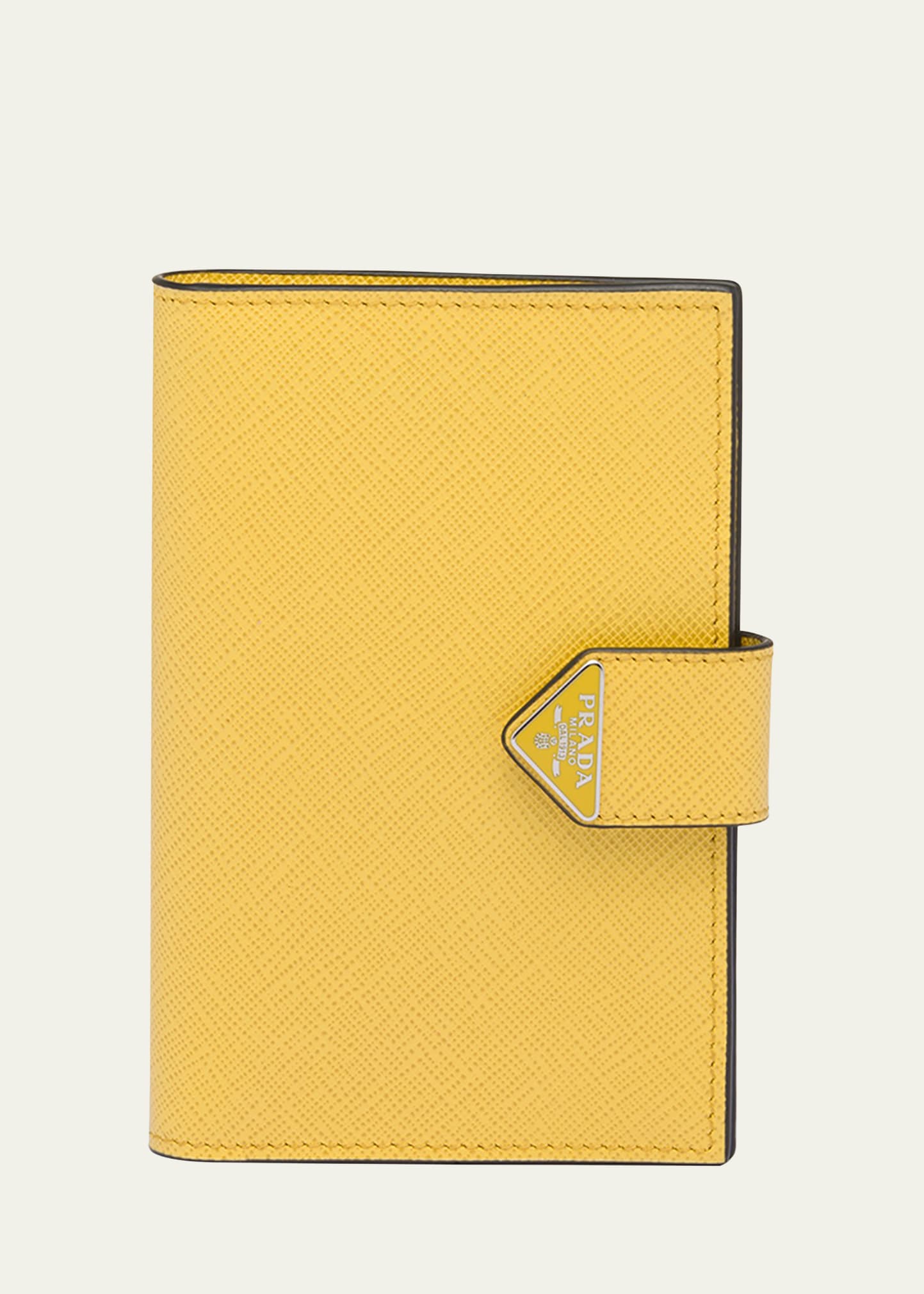 Prada Men's Saffiano Leather Snap Passport Holder In Yellow