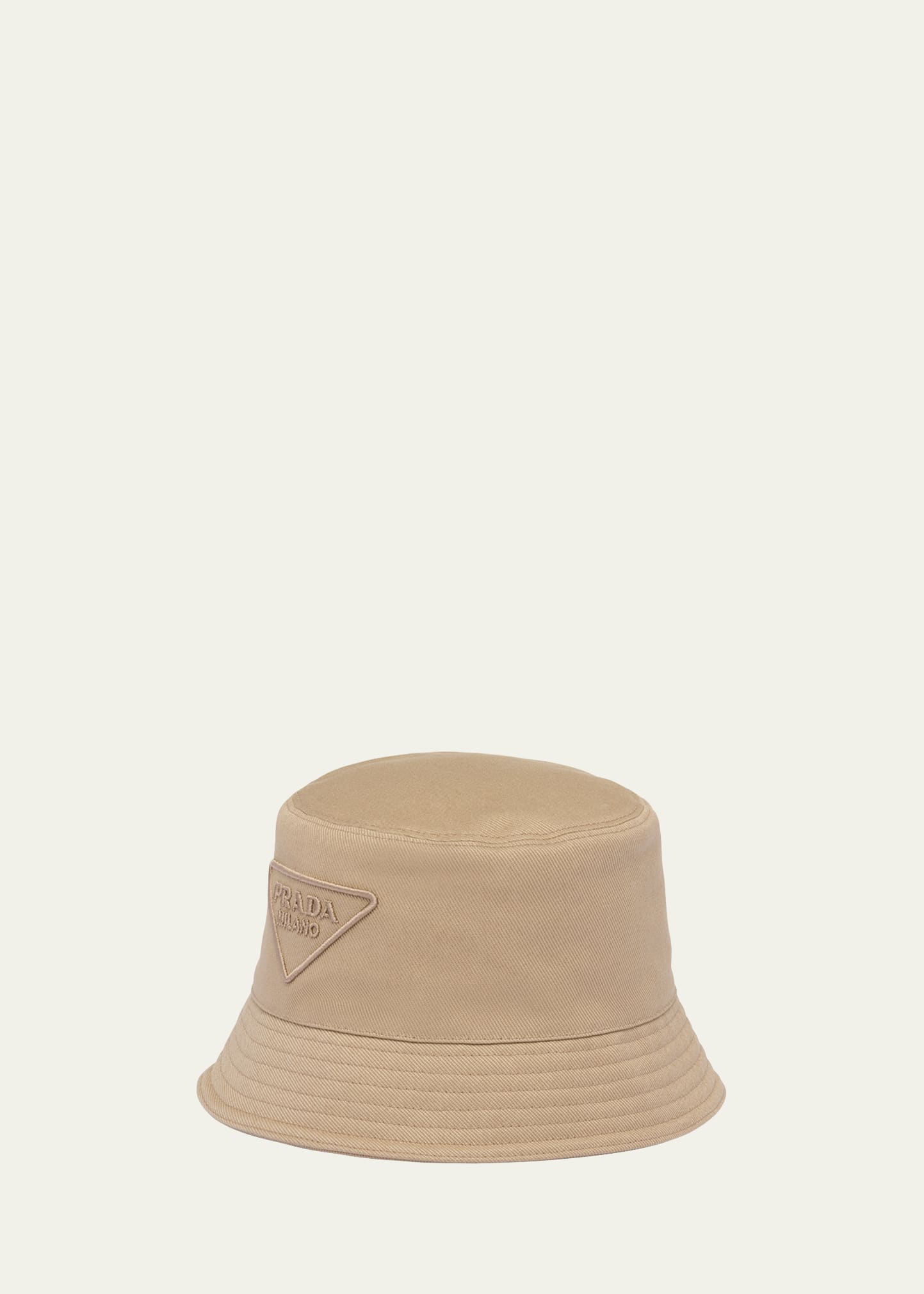 Shop Prada Men's Triangle Logo Fringe Bucket Hat In Khaki