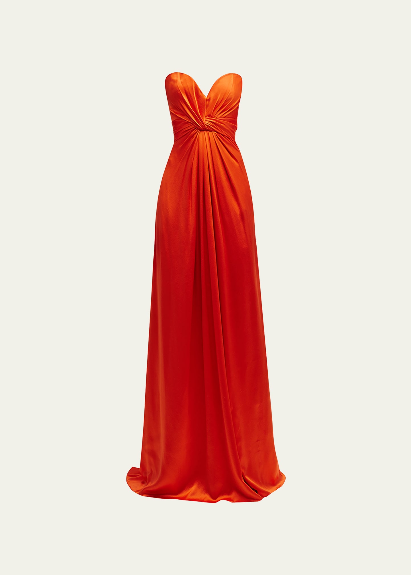 Monique Lhuillier Strapless Gown With Twist-draped Bodice In Poppy